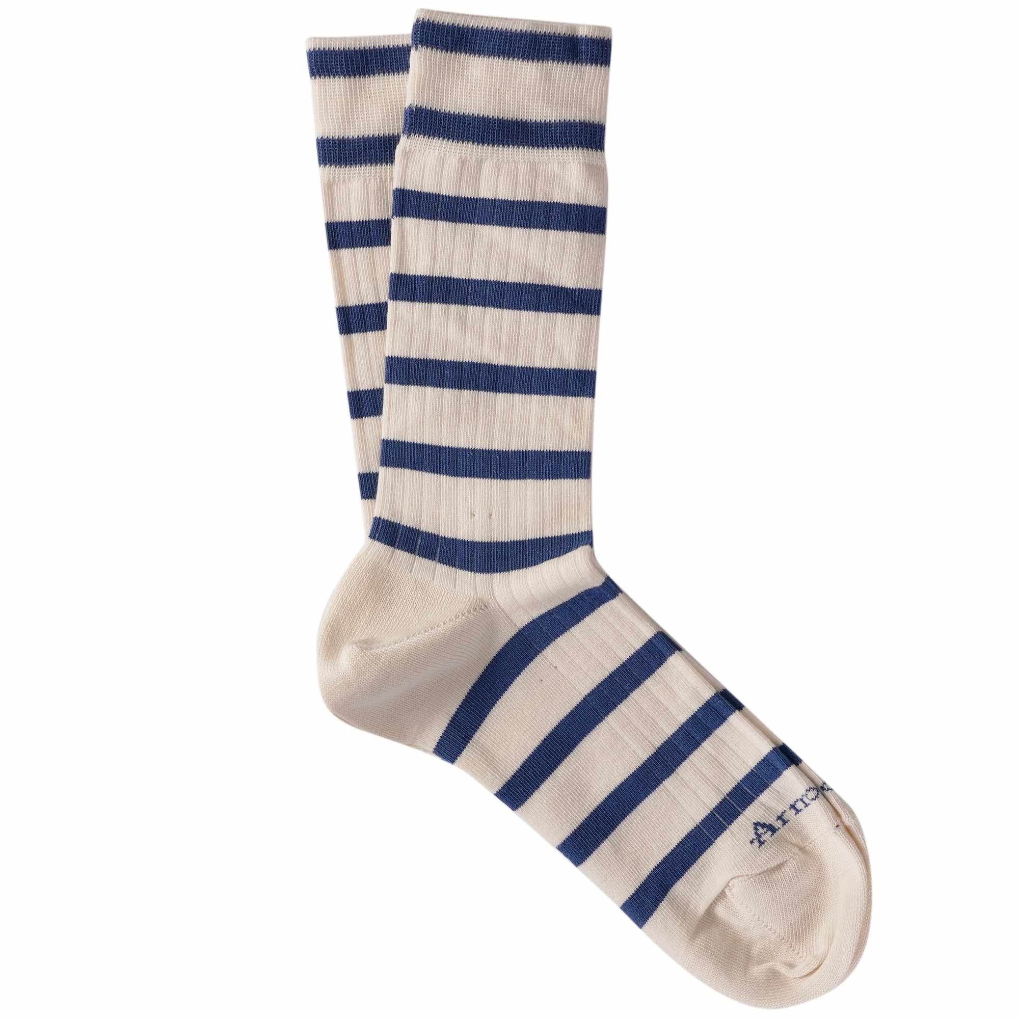 Armor Lux Striped Heritage Socks - White/Blue