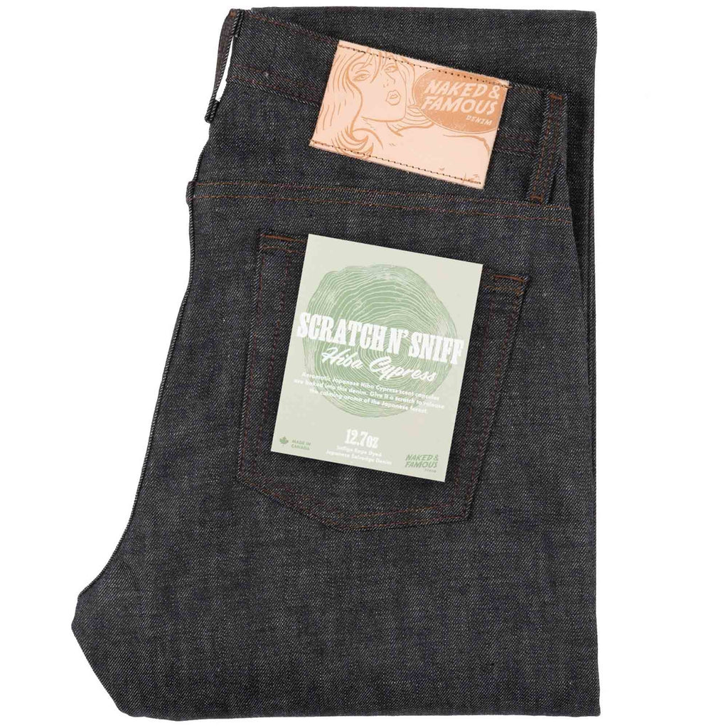 Naked and Famous Denim Weird Guy Scratch-n-Sniff Hiba Cypress - Indigo