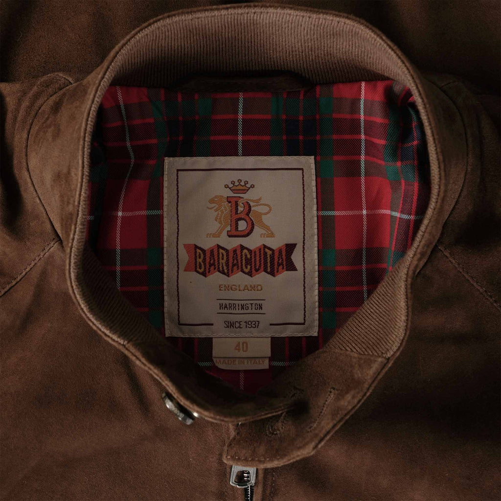 Baracuta G9 Suede Harrington Jacket - Chocolate