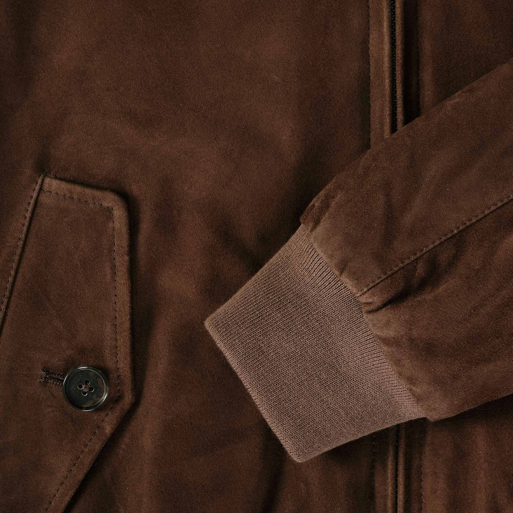 Baracuta G9 Suede Harrington Jacket - Chocolate