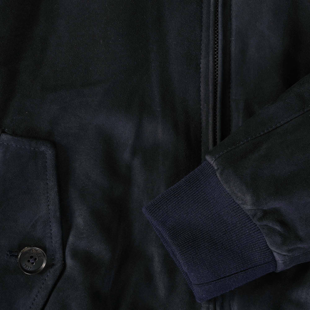 G9 Suede Harrington Jacket - Deep Blue