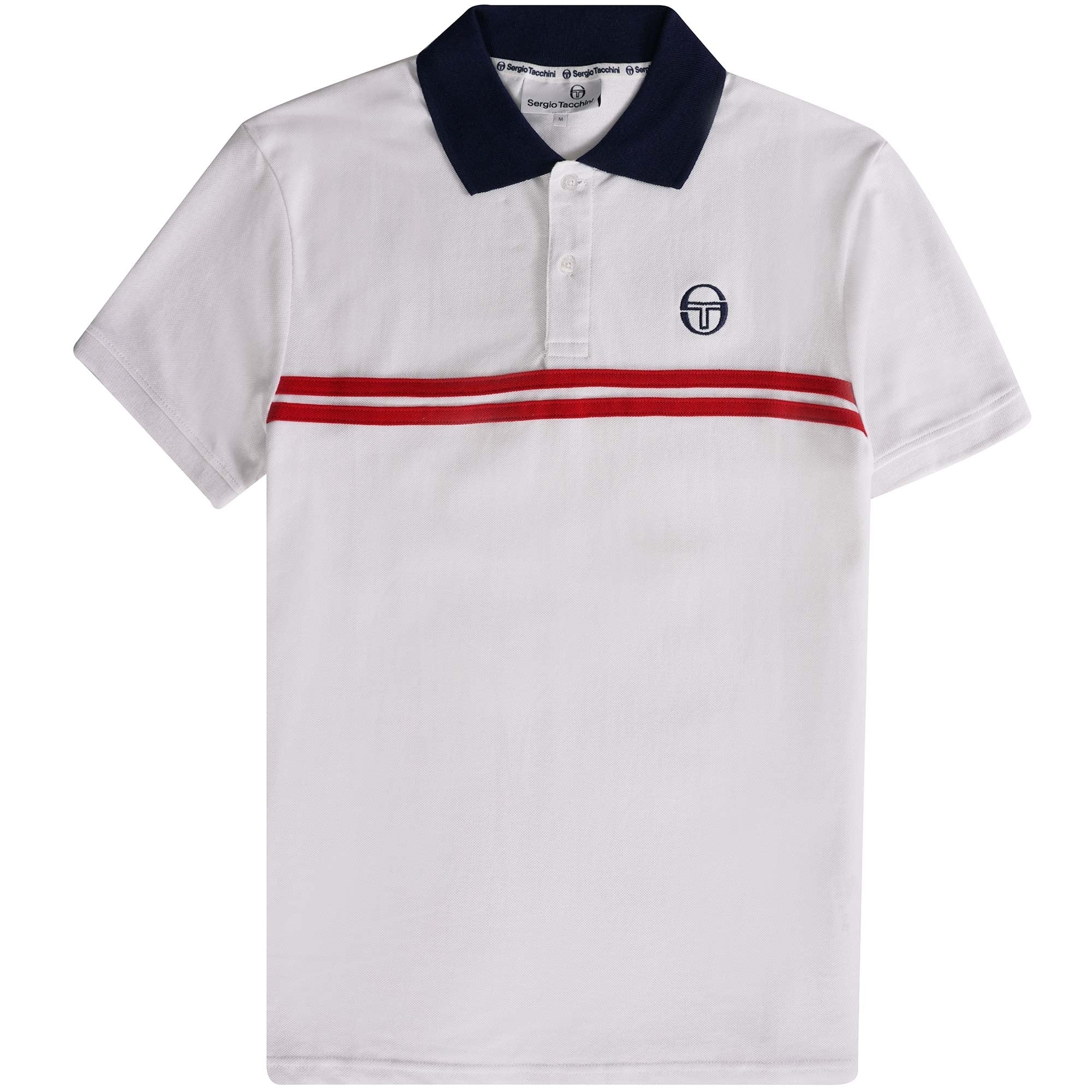 Sergio Tacchini Supermac Polo Shirt - White/Adrenaline Rush
