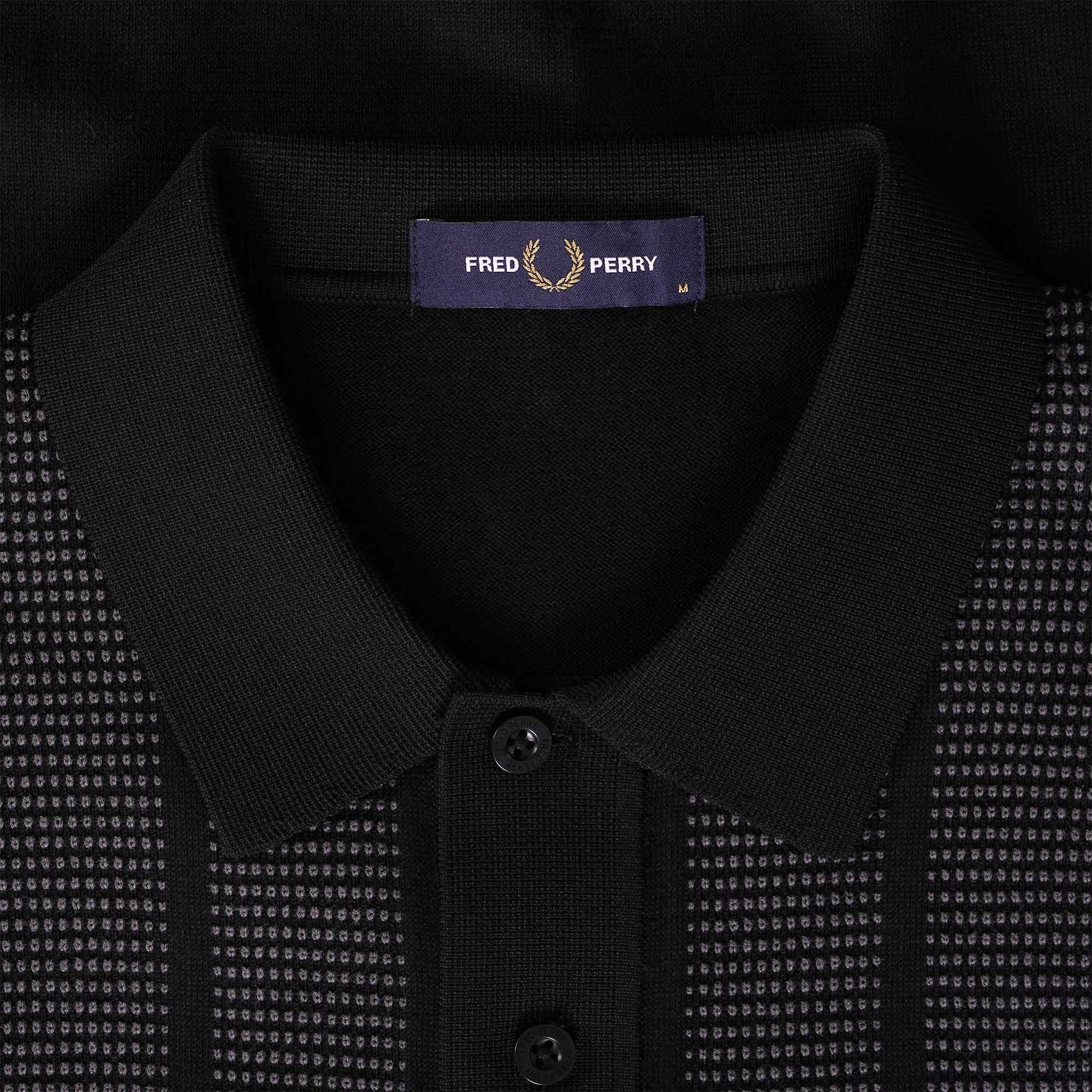 Fred Perry K4 Contrast Stitch Knitted Polo Shirt - Black