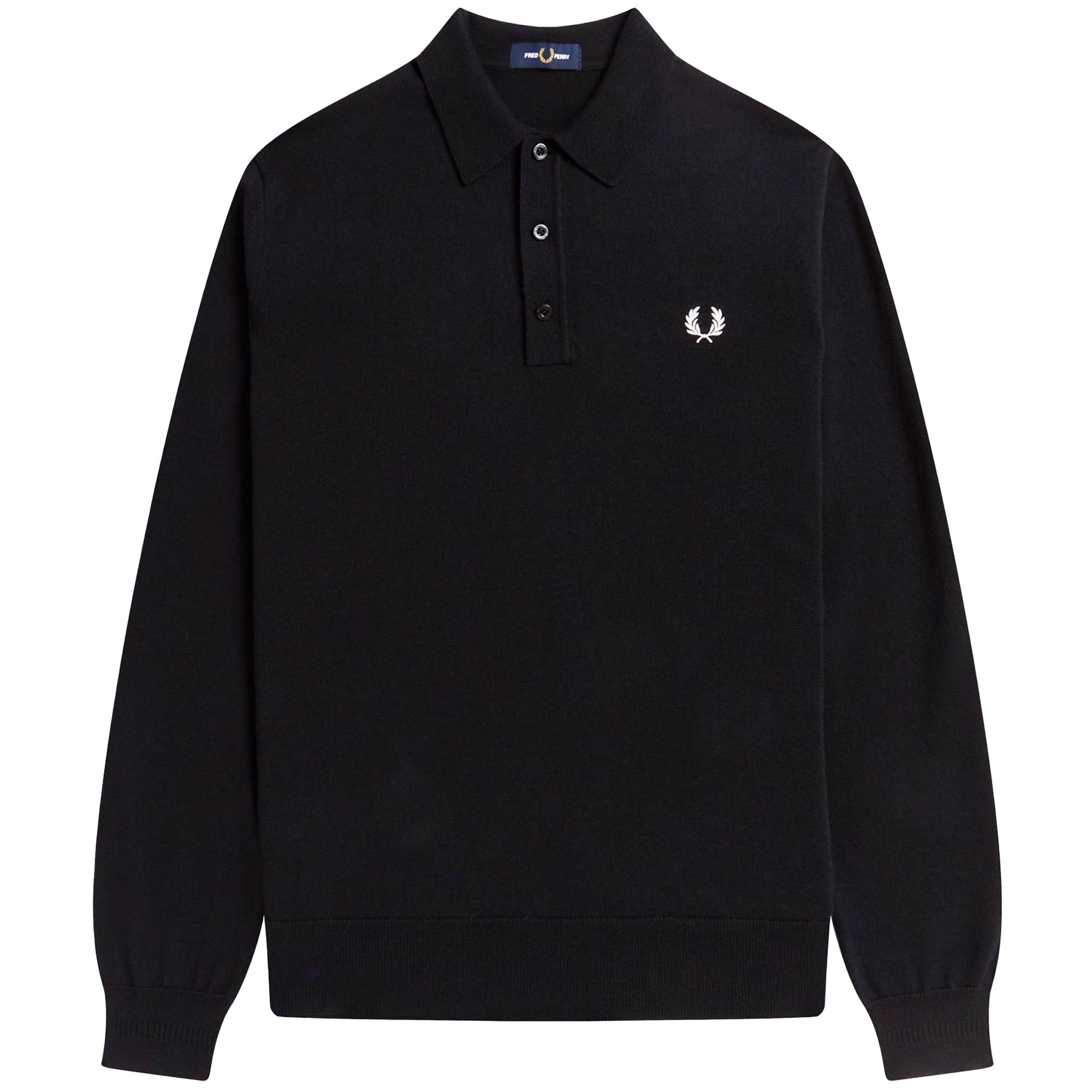 Fred Perry K4 Long Sleeve Knitted Polo Shirt - Black