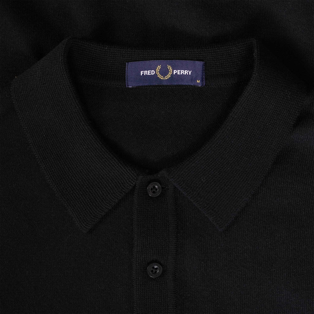 Fred Perry K4 Long Sleeve Knitted Polo Shirt - Black
