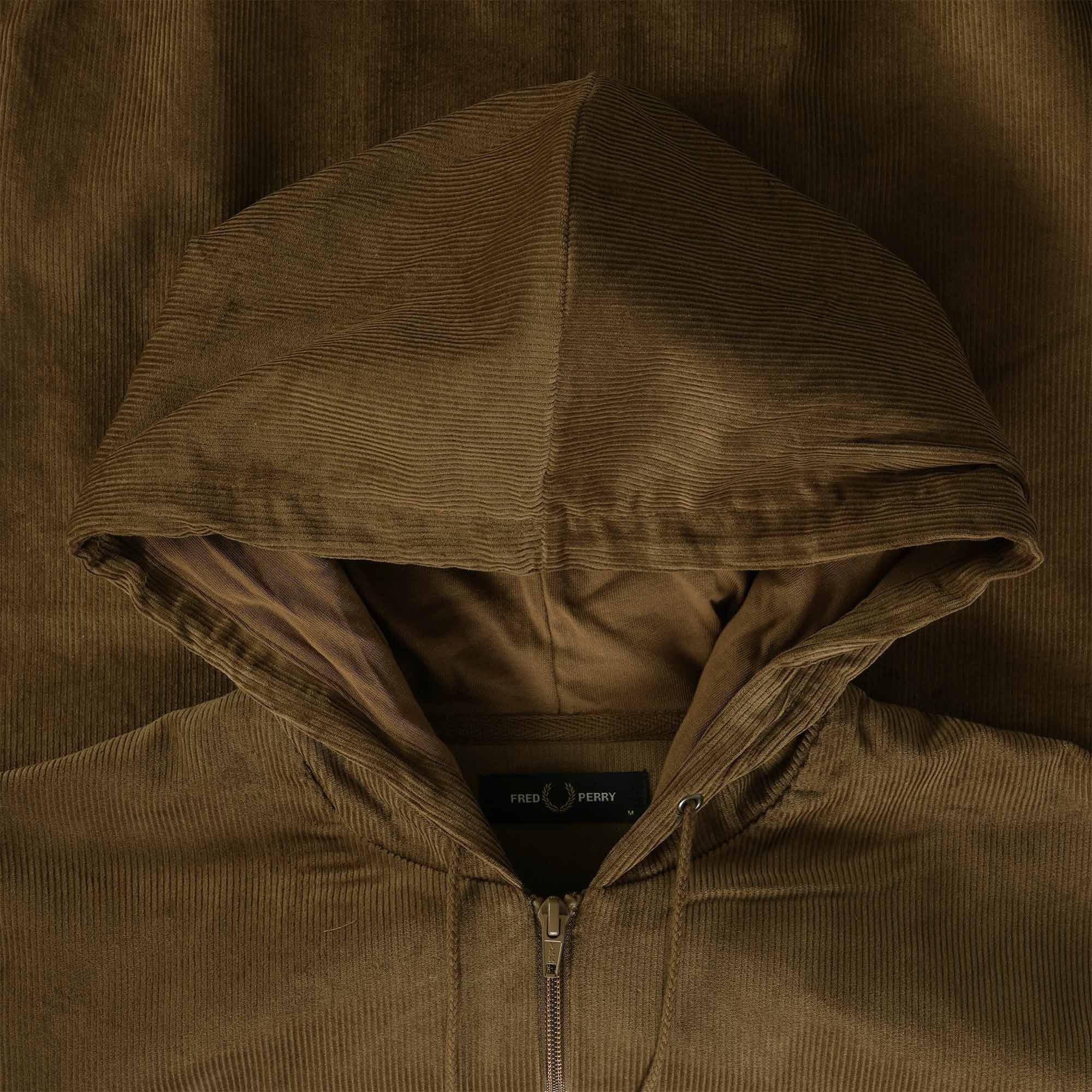 Fred Perry Corduroy Hooded Track Jacket - Shaded Stone