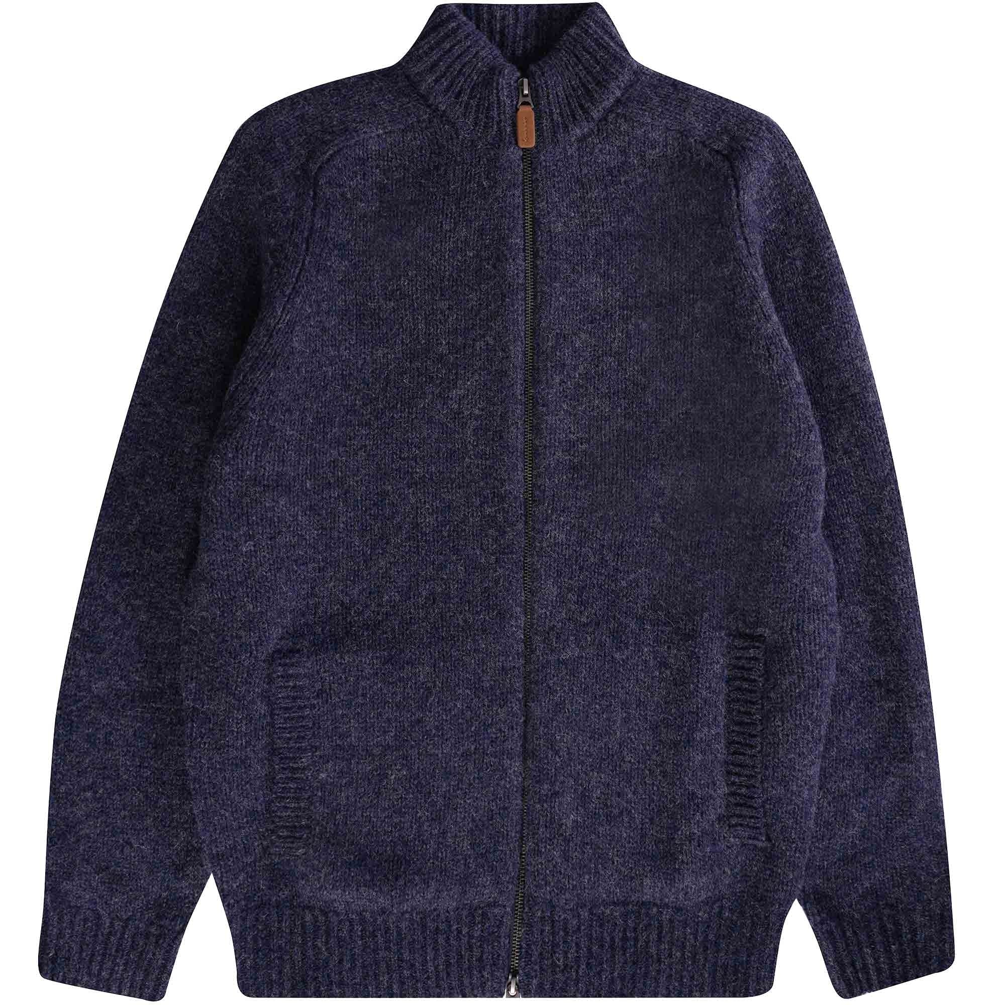 Barbour Calder Knitted Zip Thru - Navy