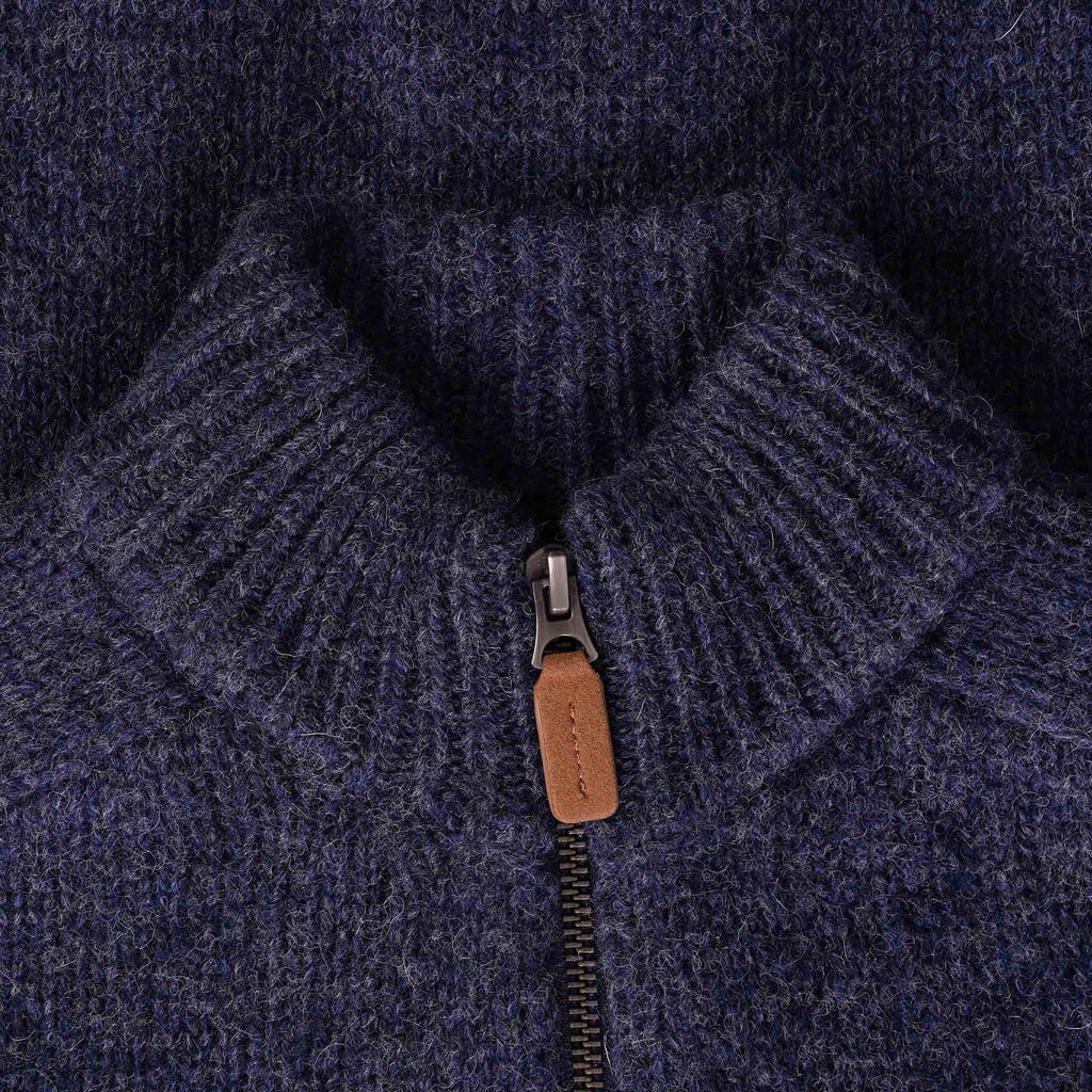Barbour Calder Knitted Zip Thru - Navy