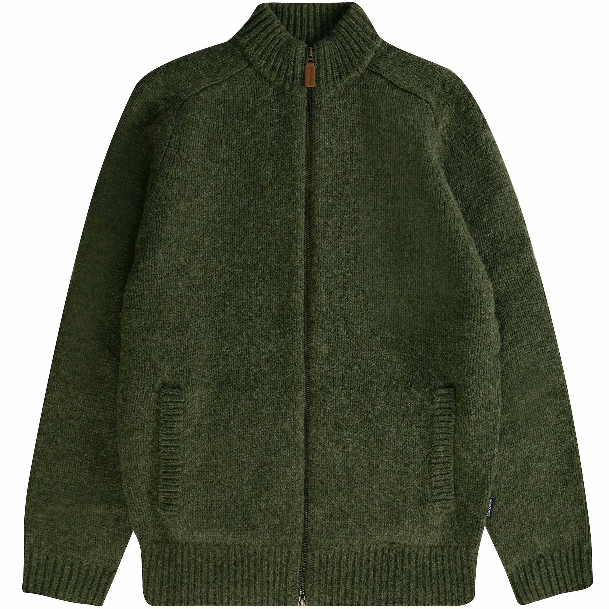 Barbour Calder Knitted Zip Thru - Olive