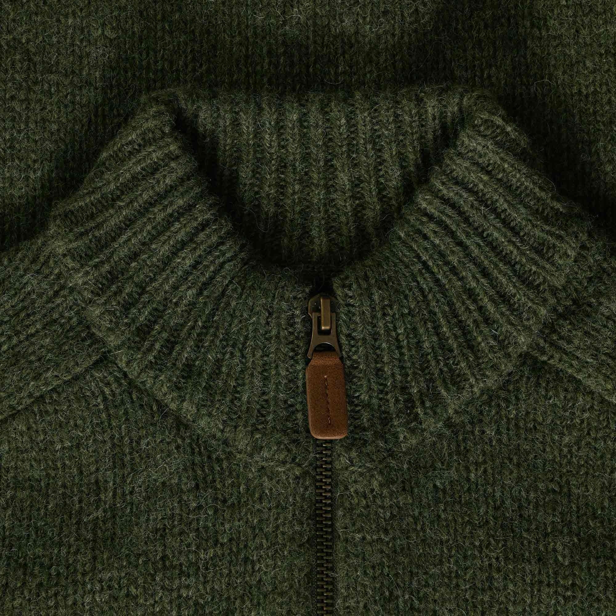 Barbour Calder Knitted Zip Thru - Olive
