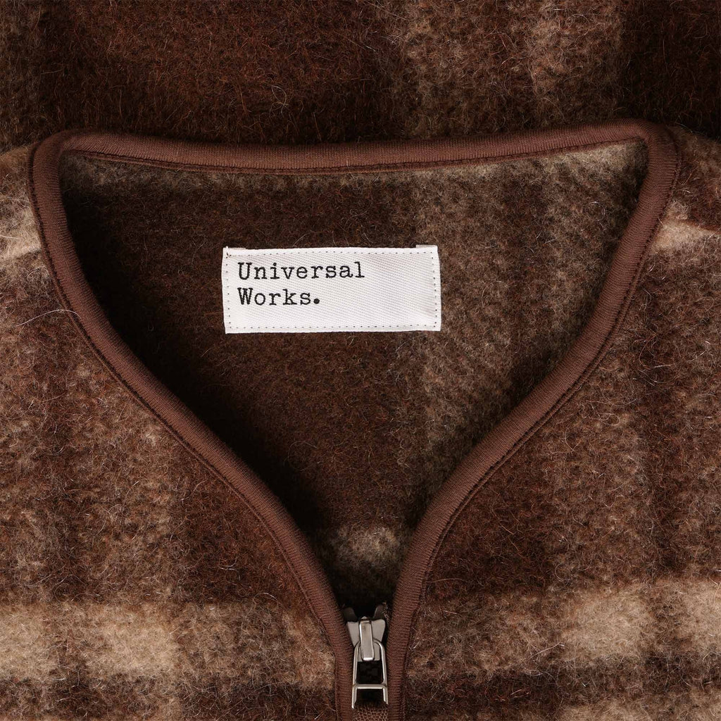 Universal Works Zip Gilet Soft Wool Fleece - Brown