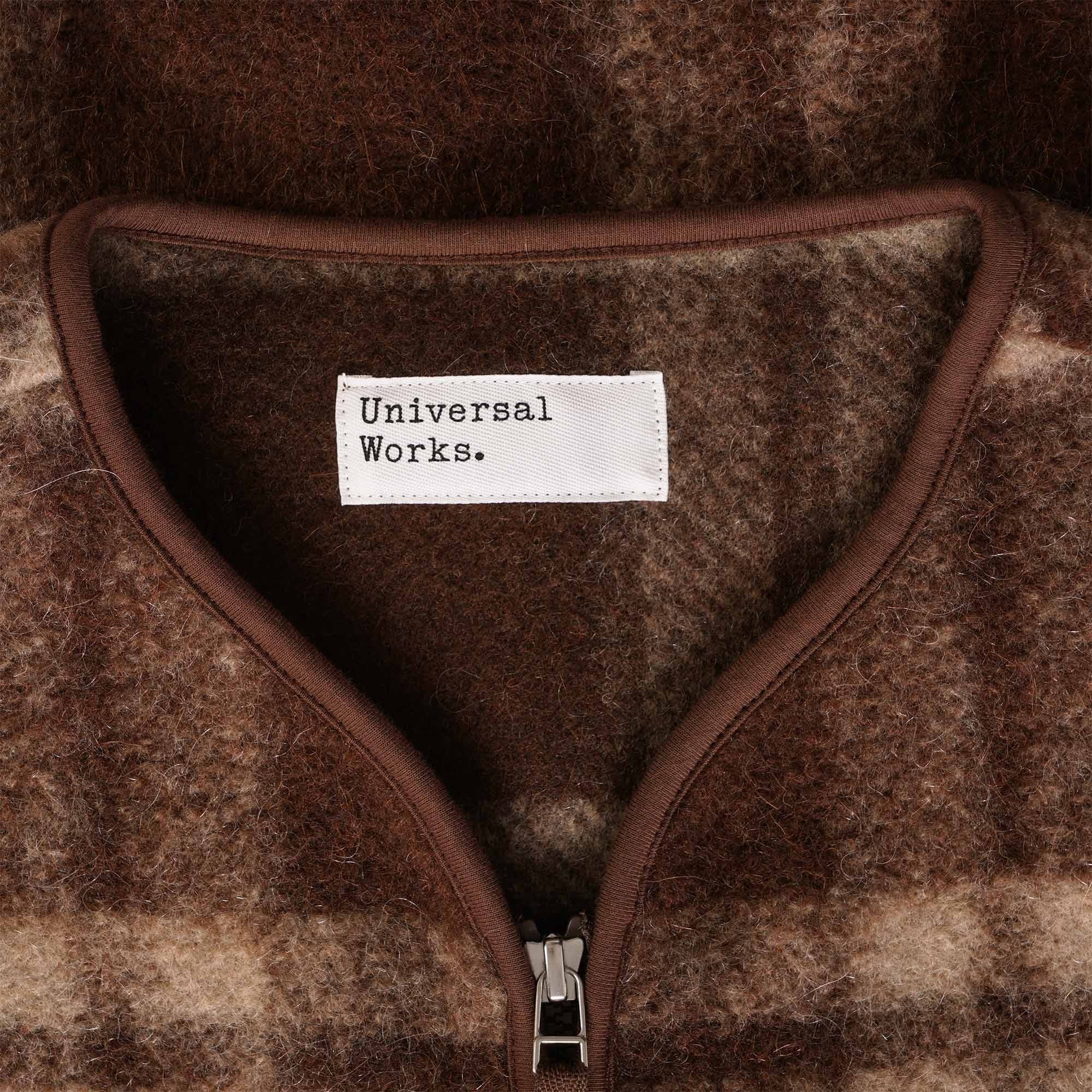 Universal Works Zip Gilet Soft Wool Fleece - Brown