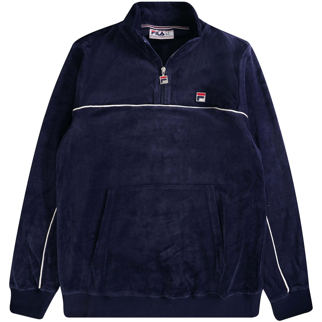 Fila Vintage Duke Velour 1/4 Zip with piping - Navy