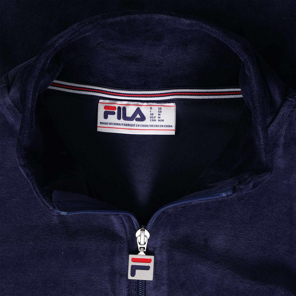 Fila Vintage Duke Velour 1/4 Zip with piping - Navy