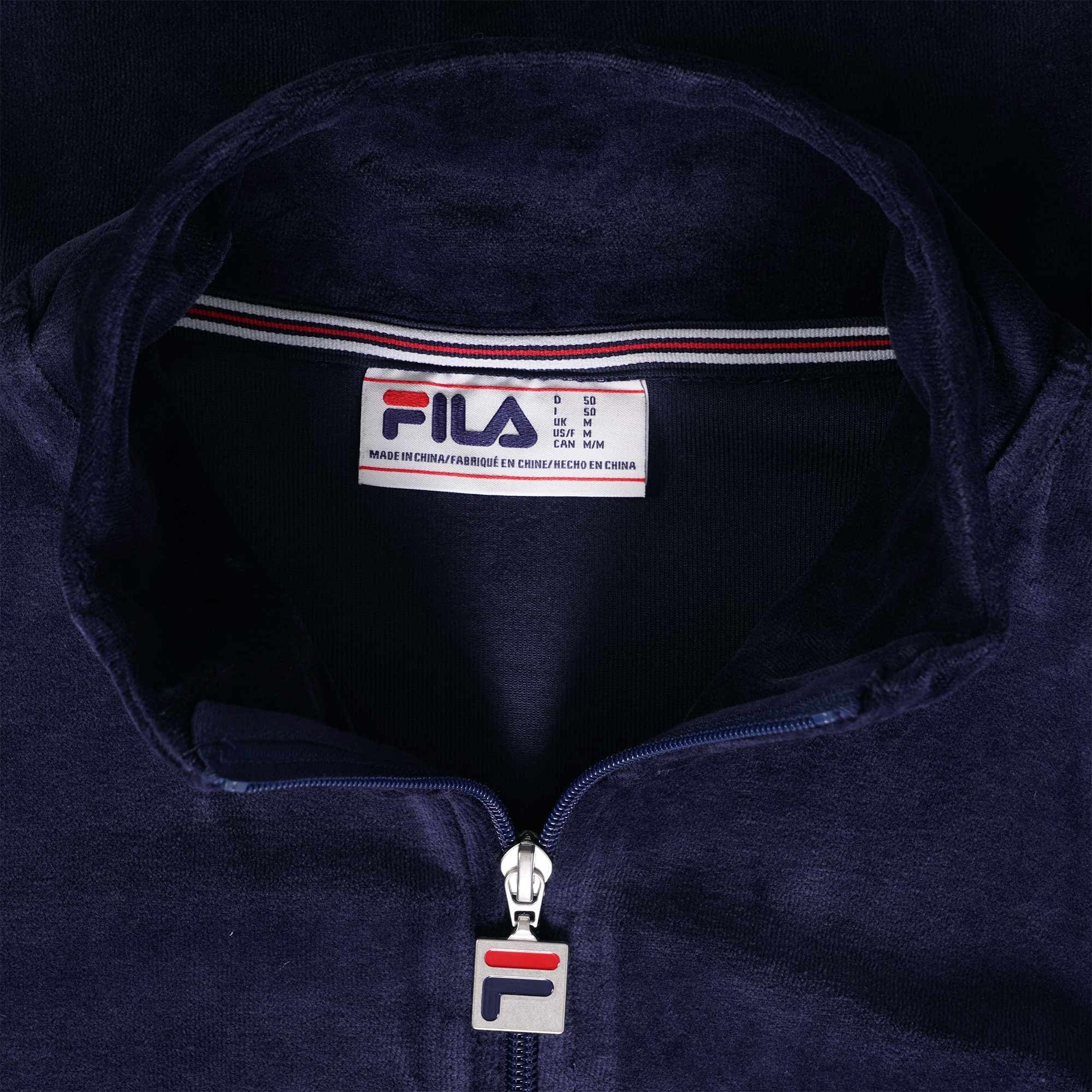 Fila Vintage Duke Velour 1/4 Zip with piping - Navy