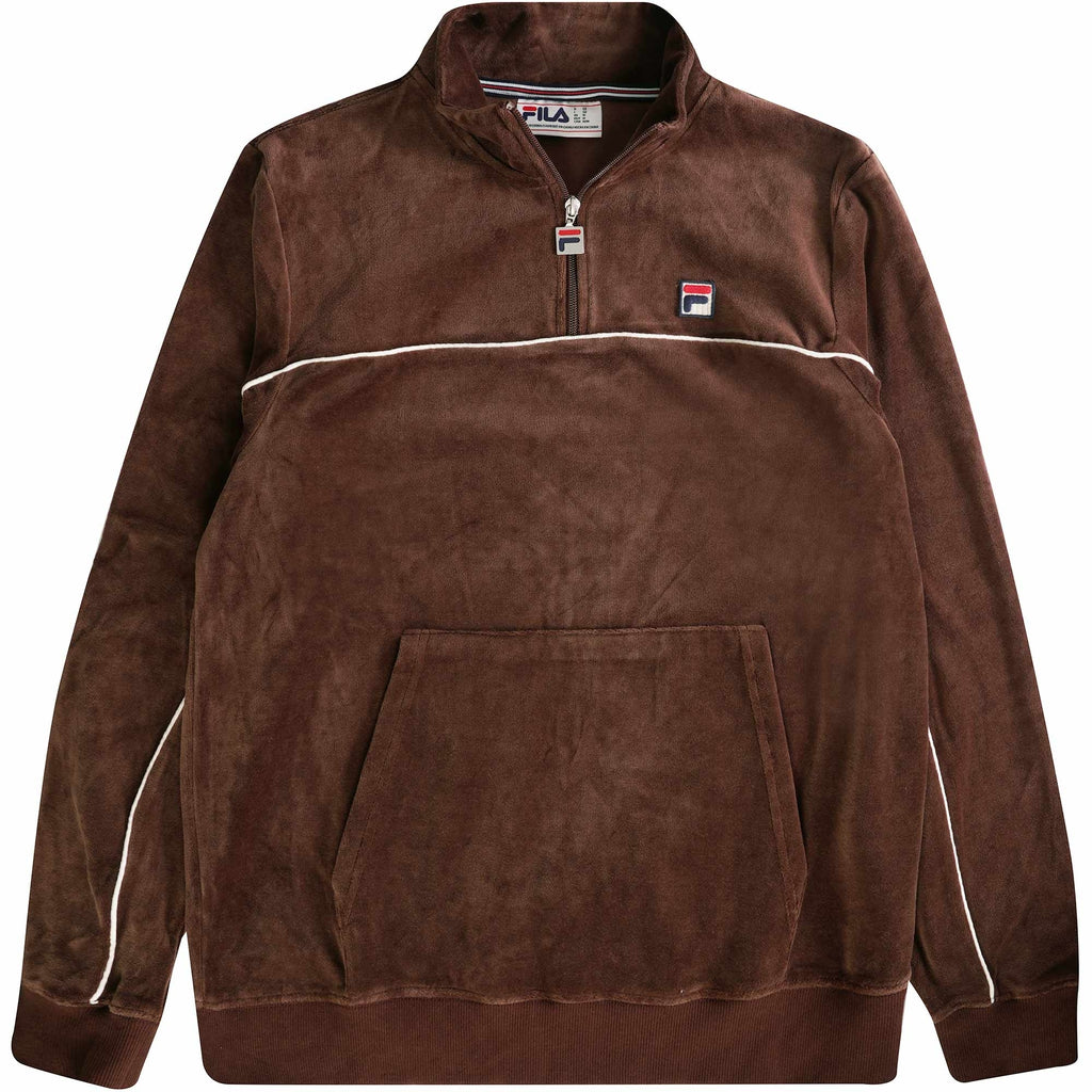 Fila Vintage Duke Velour 1/4 Zip with piping - Brown Stone