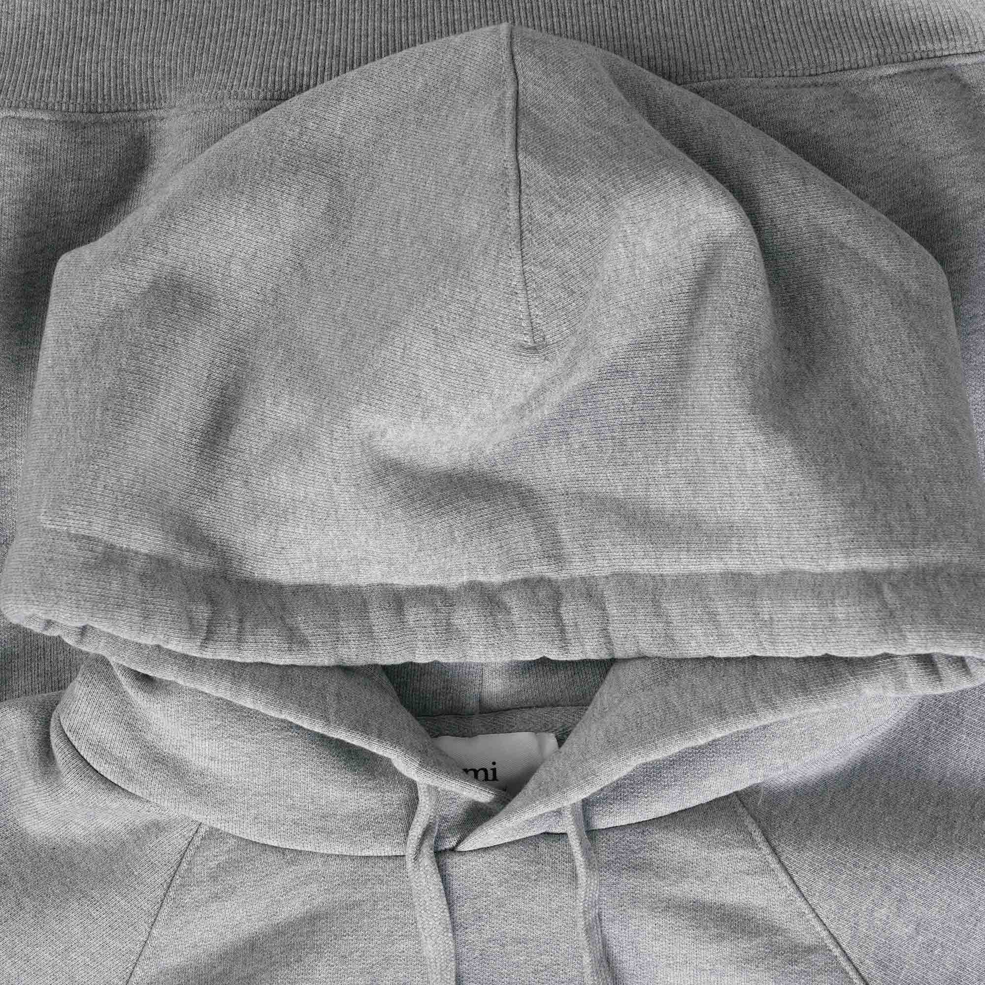AMI Logo-Print Hoodie - Heather Grey