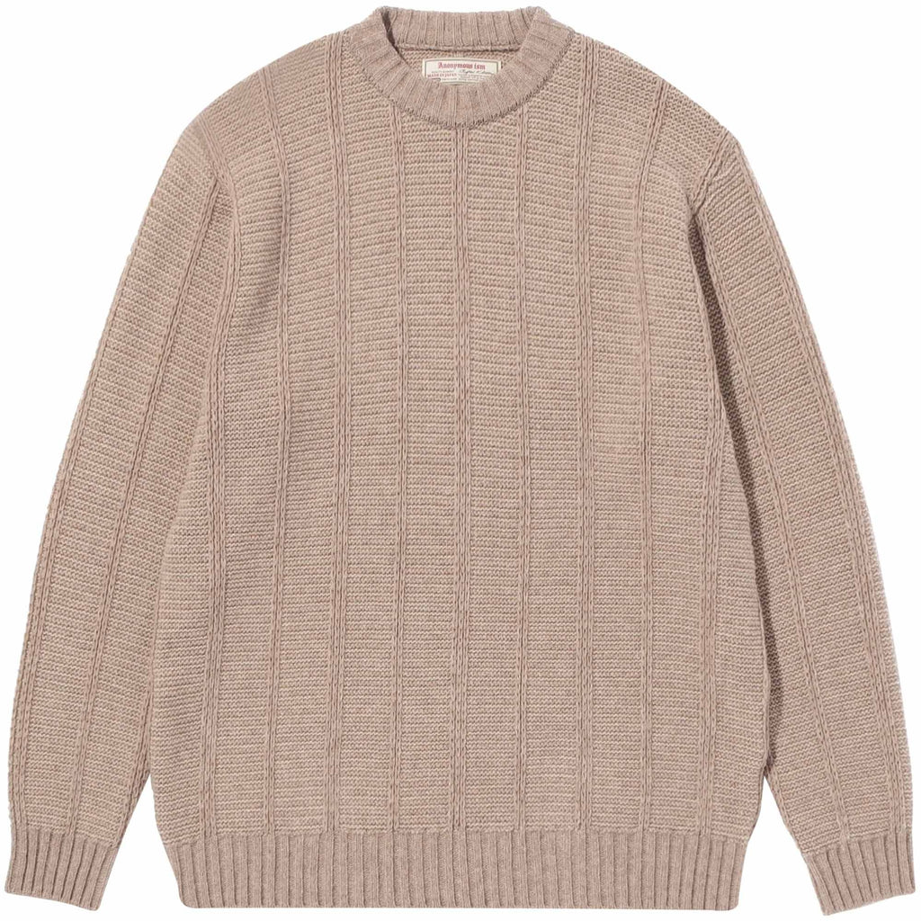 Anonymous Ism Ladder Knit Crew Neck - Beige
