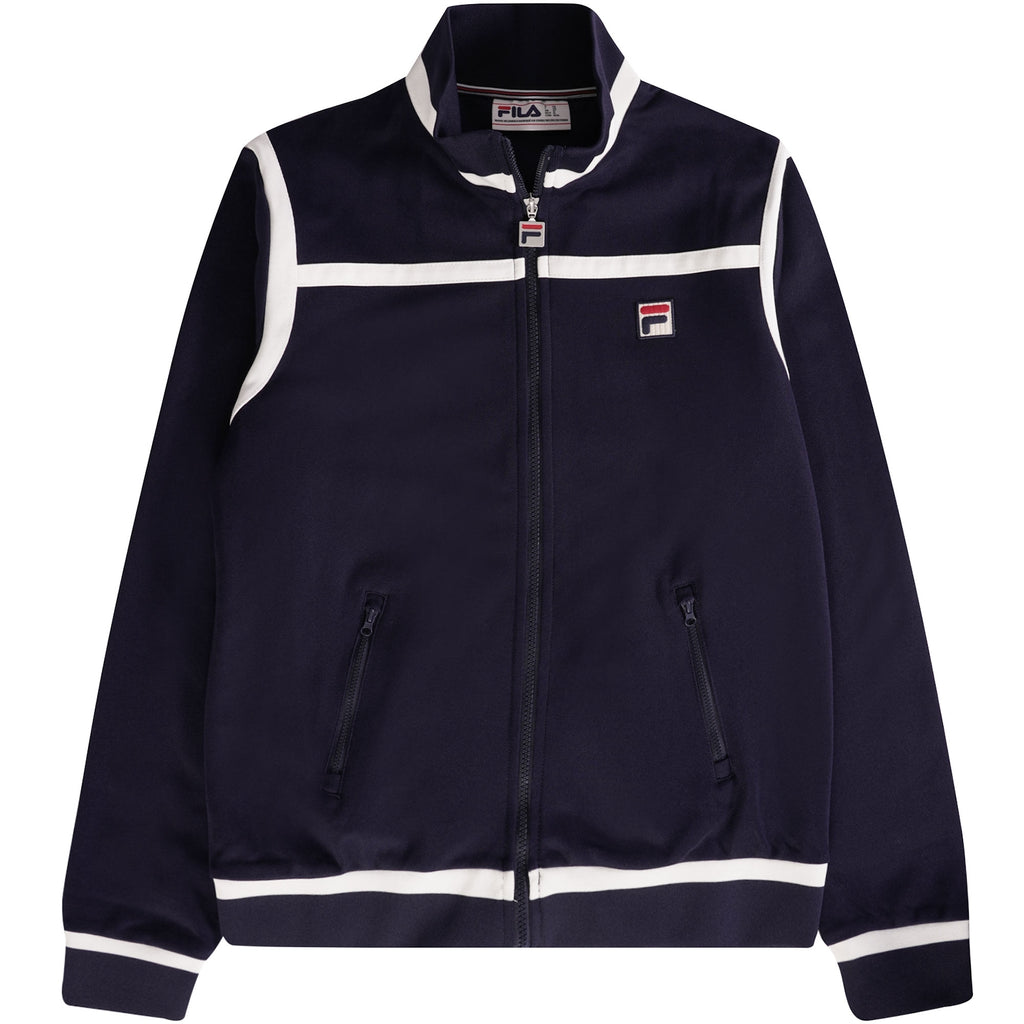 Fila Vintage Nate Laid On Stripe Track Jacket - Navy
