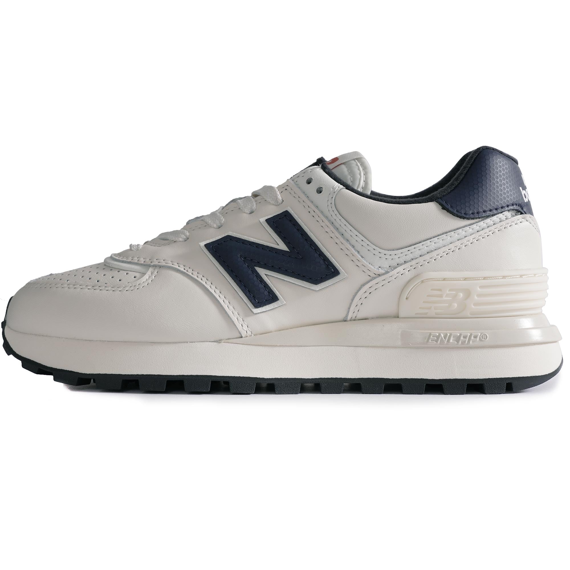 New Balance 574 Leather - White/Navy