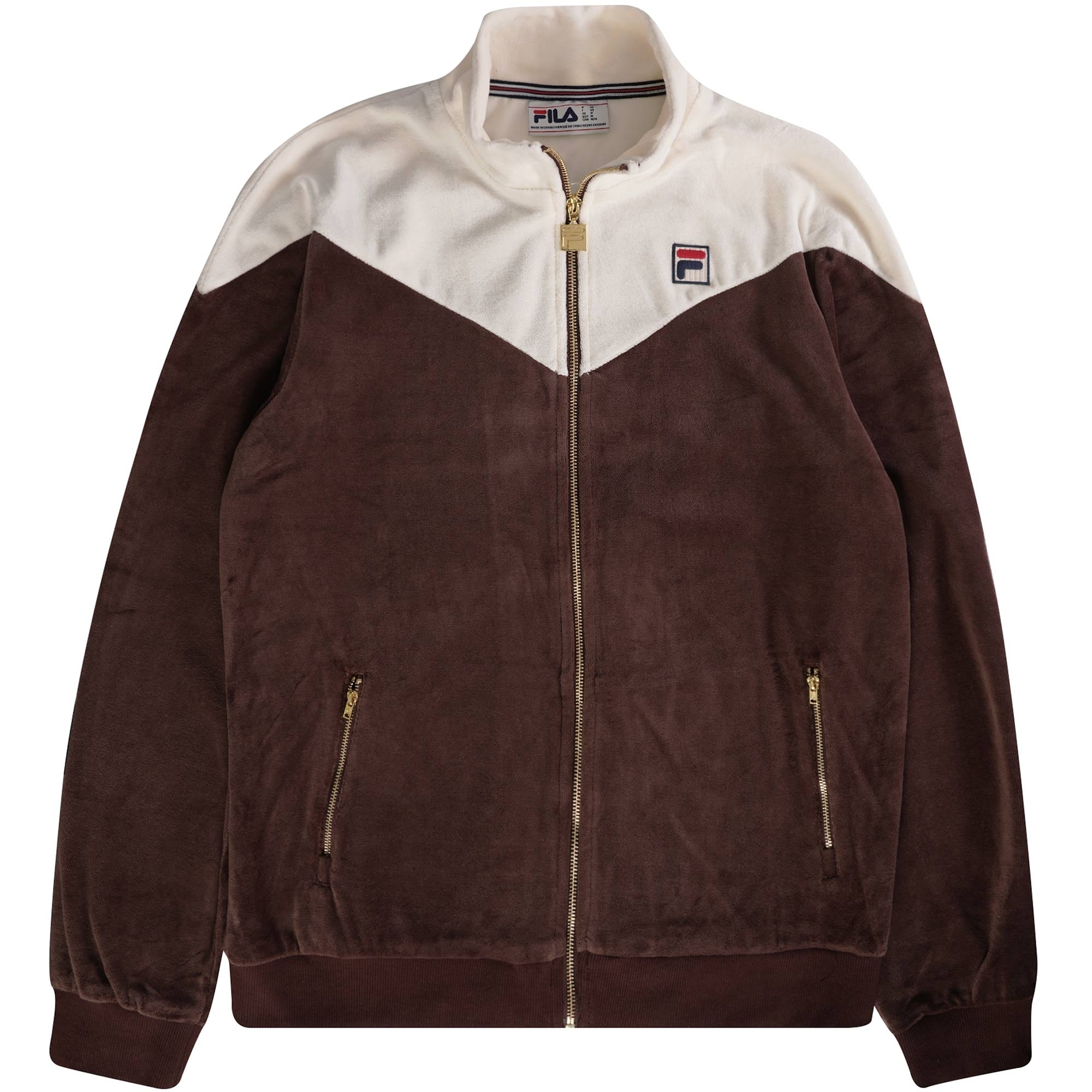 Fila Vintage Gus Velour Track Top - Brown Stone