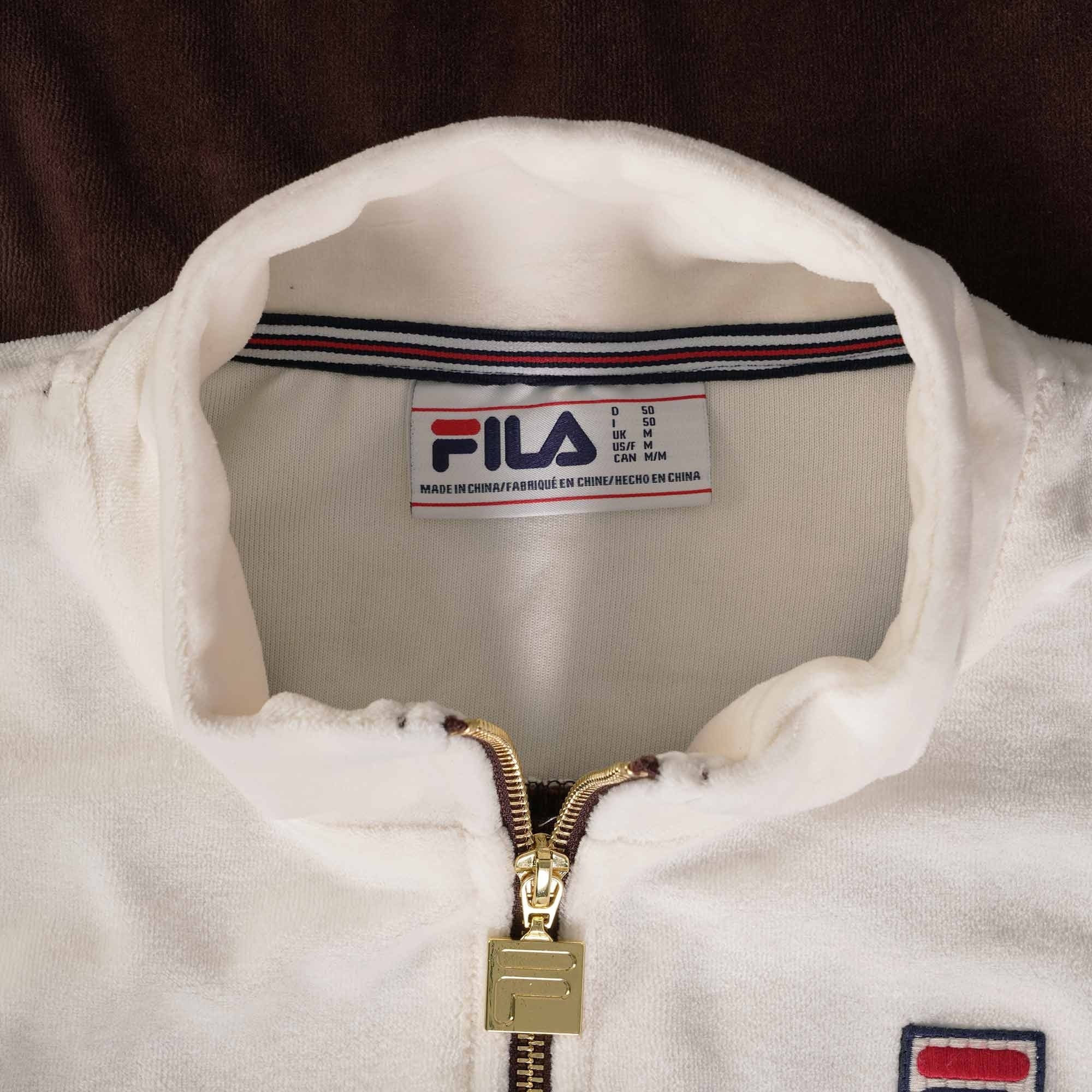 Fila Vintage Gus Velour Track Top - Brown Stone