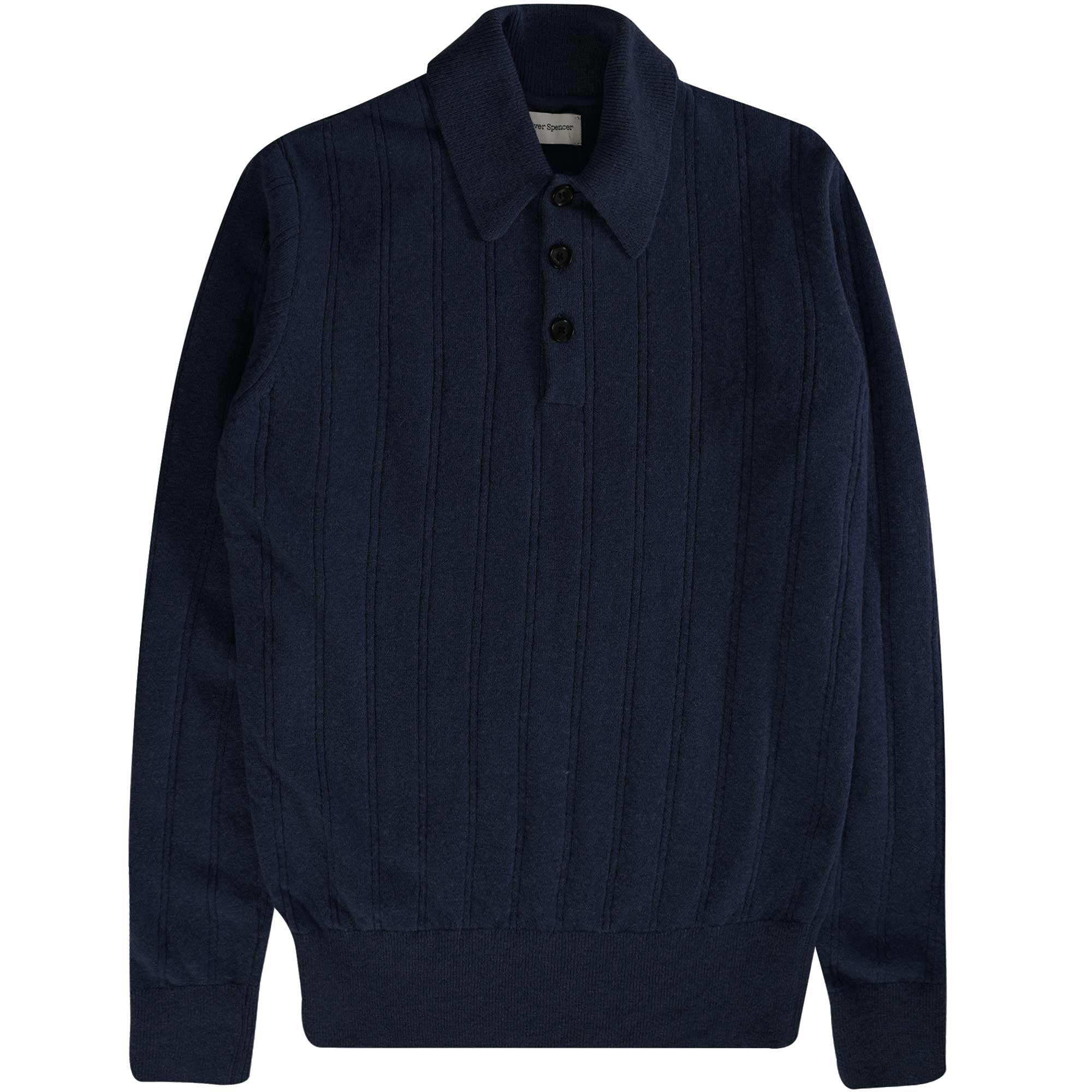 Oliver Spencer Pablo Knitted Polo Shirt - Navy