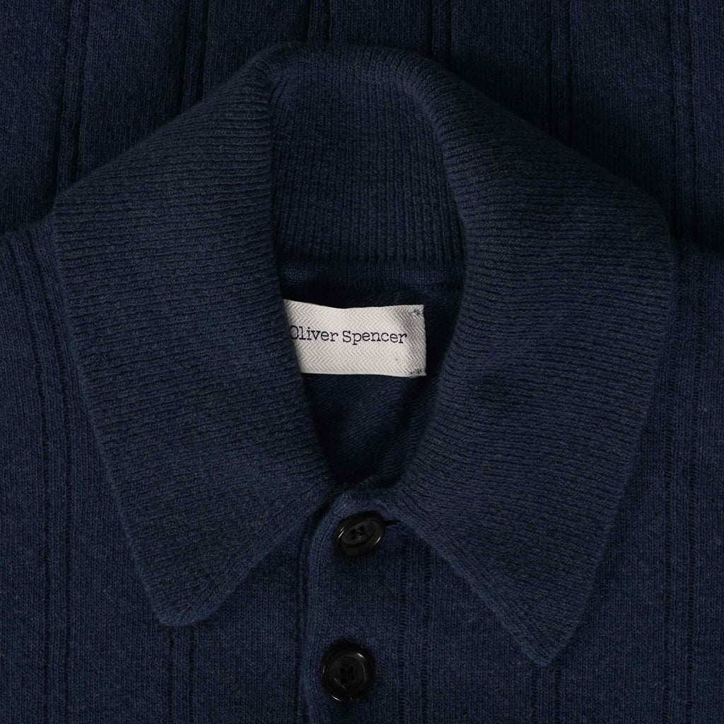 Oliver Spencer Pablo Knitted Polo Shirt - Navy
