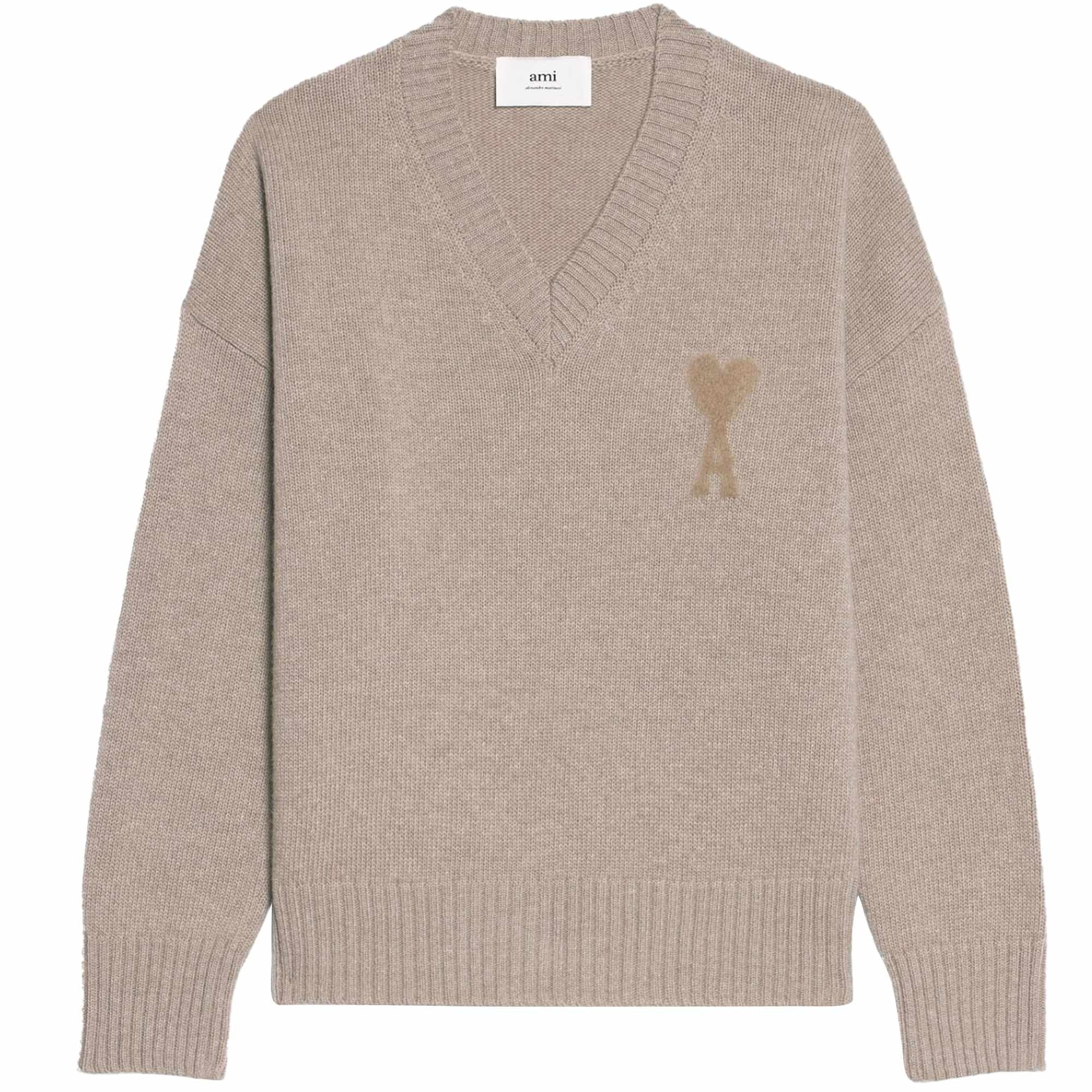 AMI Needle Punch De Coeur Sweater - Beige