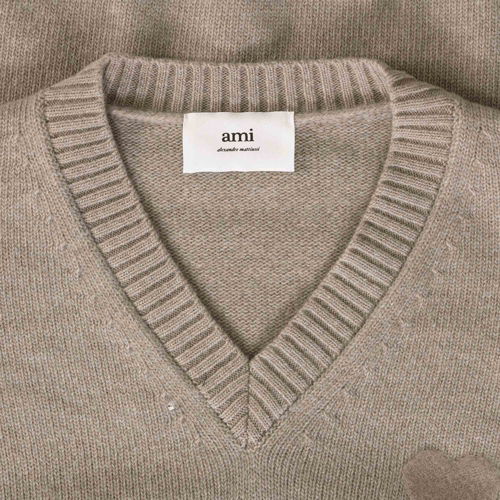 AMI Needle Punch De Coeur Sweater - Beige