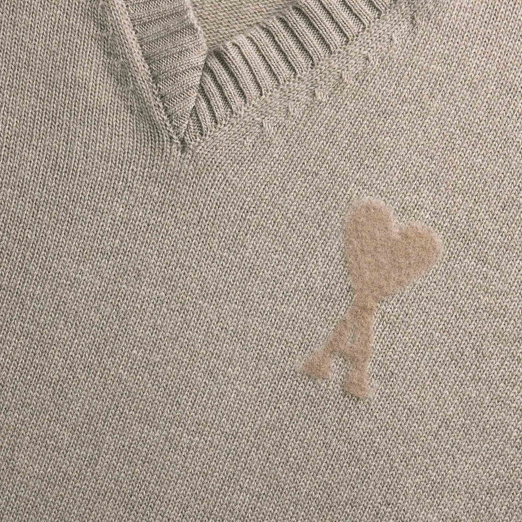 AMI Needle Punch De Coeur Sweater - Beige