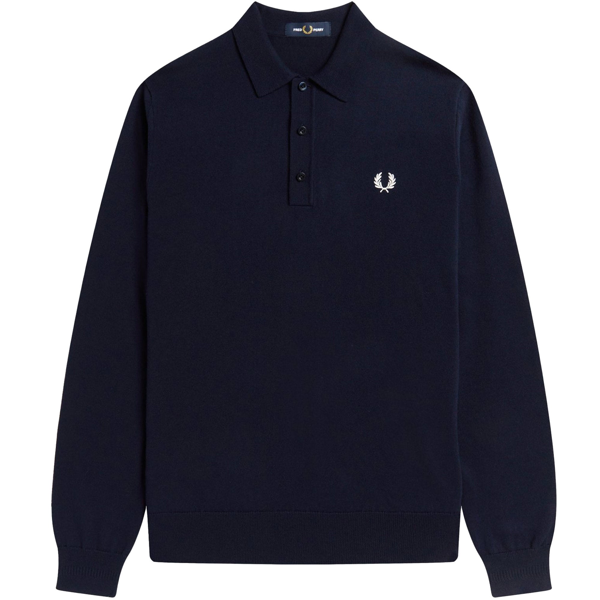 Fred Perry Long Sleeve Knitted Shirt - Navy