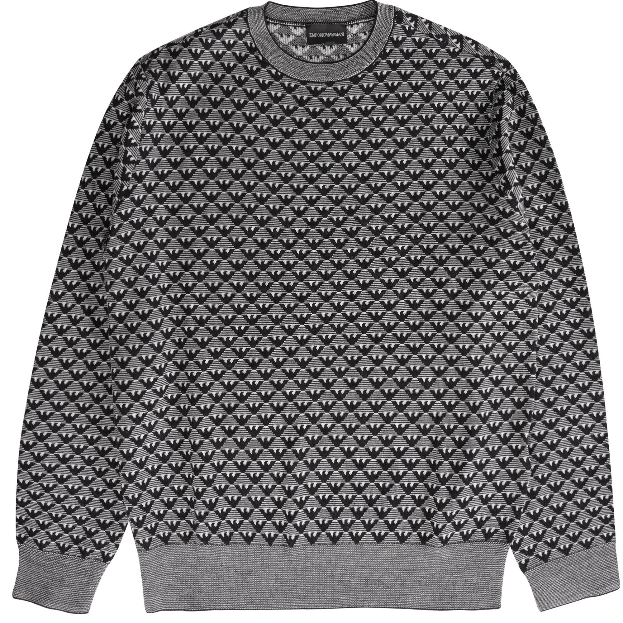 Emporio Armani Jacquard Virgin wool jumper - Eagle/White – Stuarts