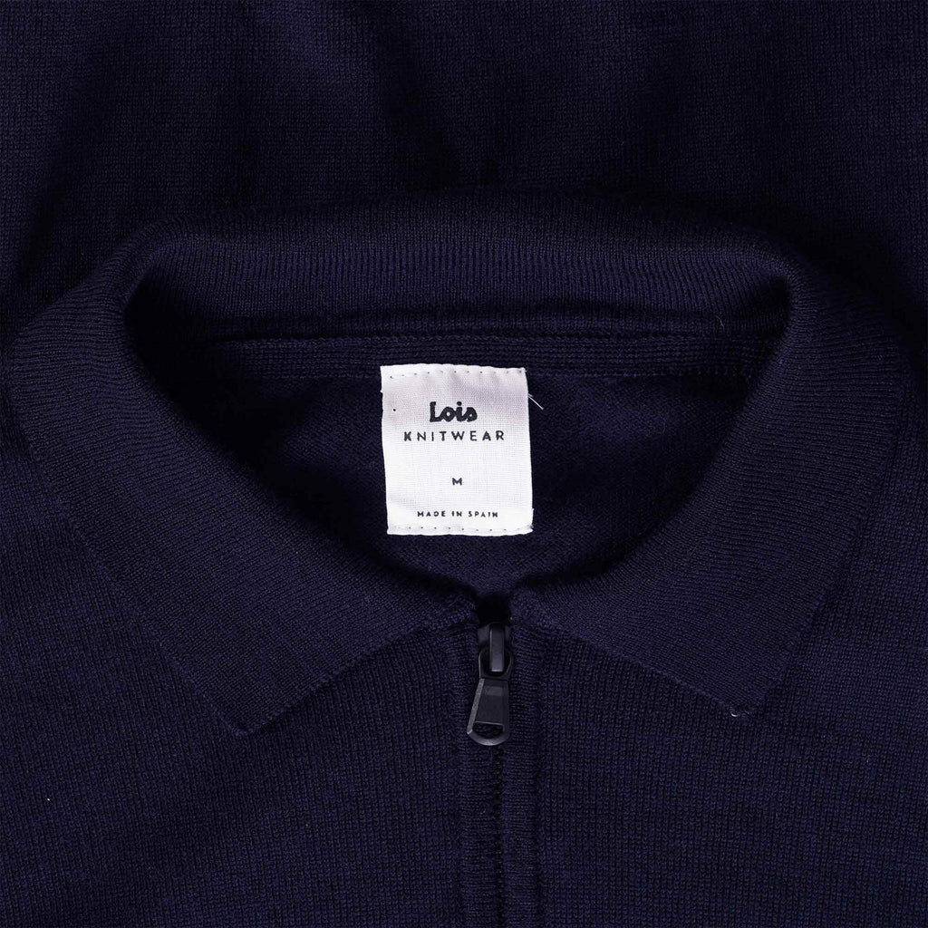 Lois Jeans Pascal Zip Light Merino Zip Knit Polo Top - Night Sky