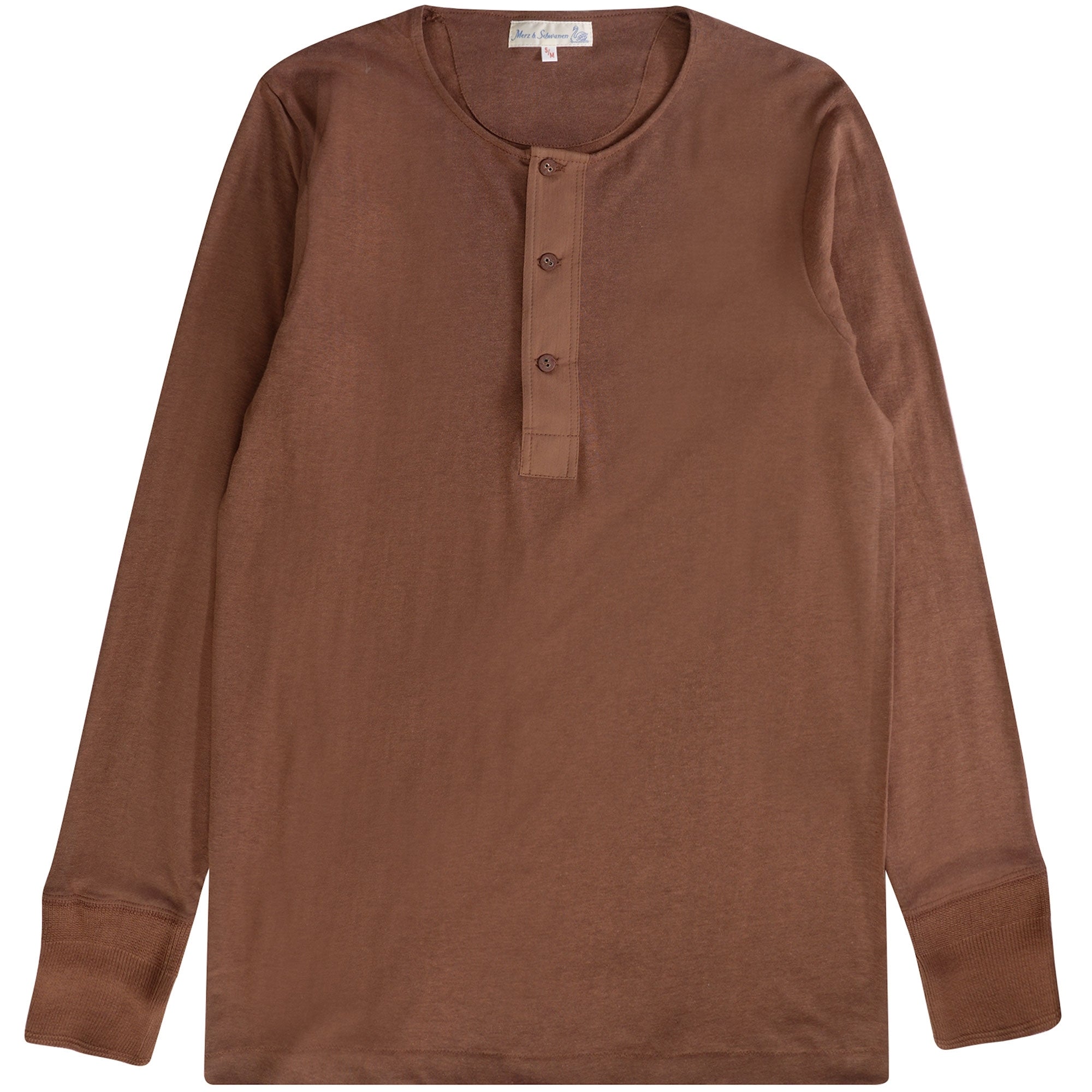 Merz b Schwanen Loopwheeled Henley 5.5oz Top - Tan