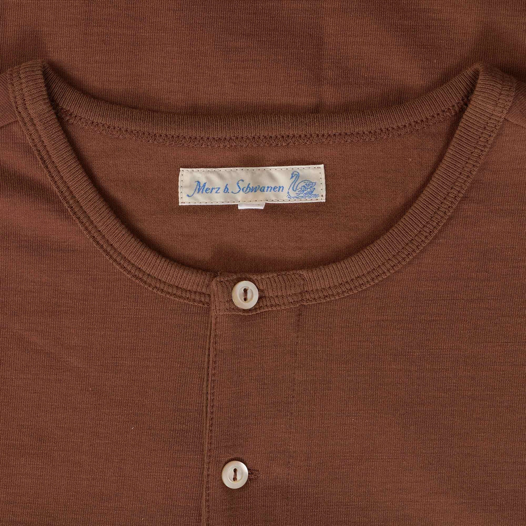 Merz b Schwanen Loopwheeled Henley 8.6oz Top - Tan