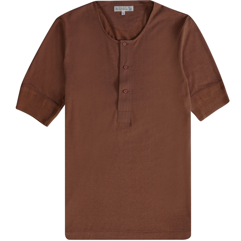 Merz b Schwanen Loopwheeled Henley 5.5oz Top - Tan