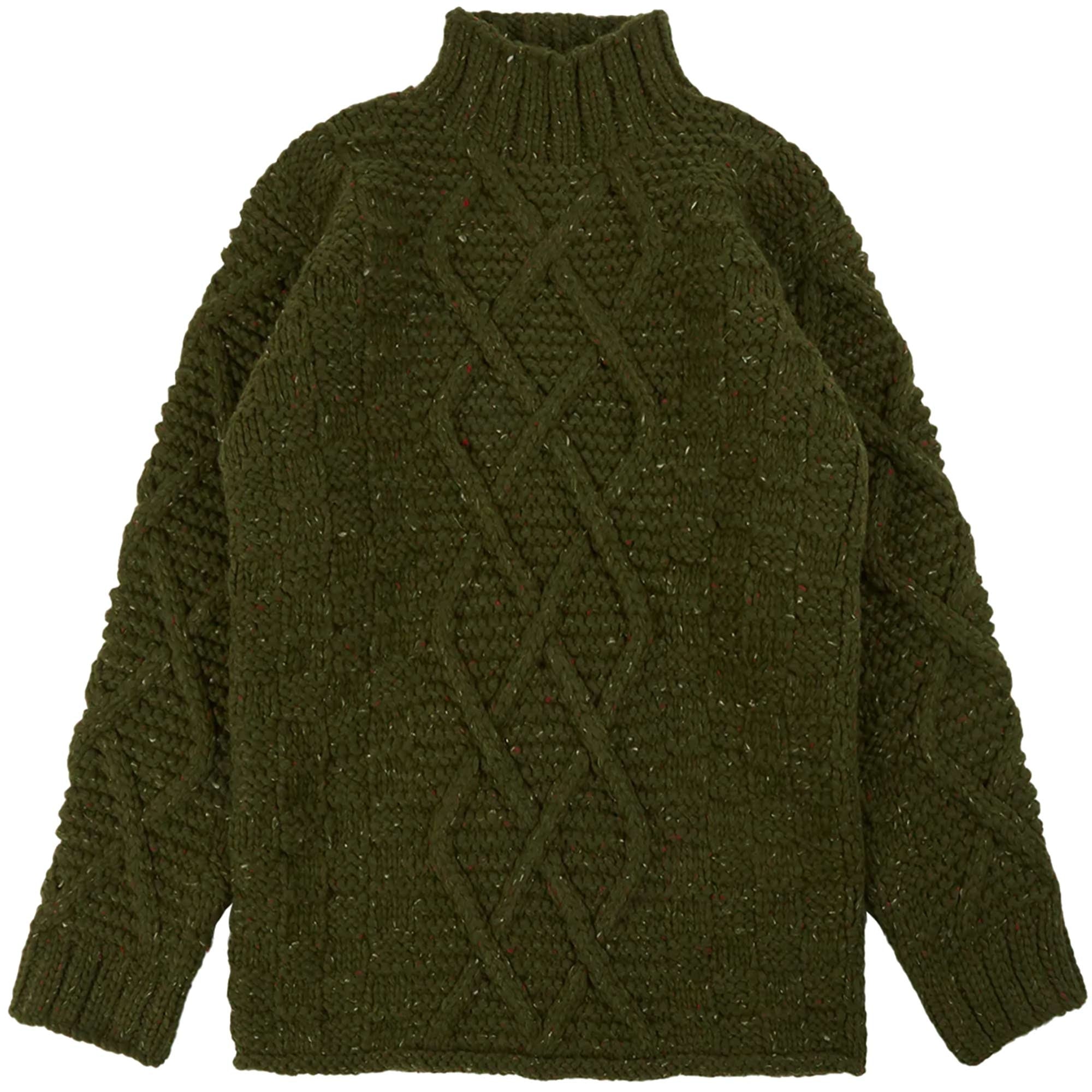 Maharishi Aran Knit Mock Neck Jumper - Olive