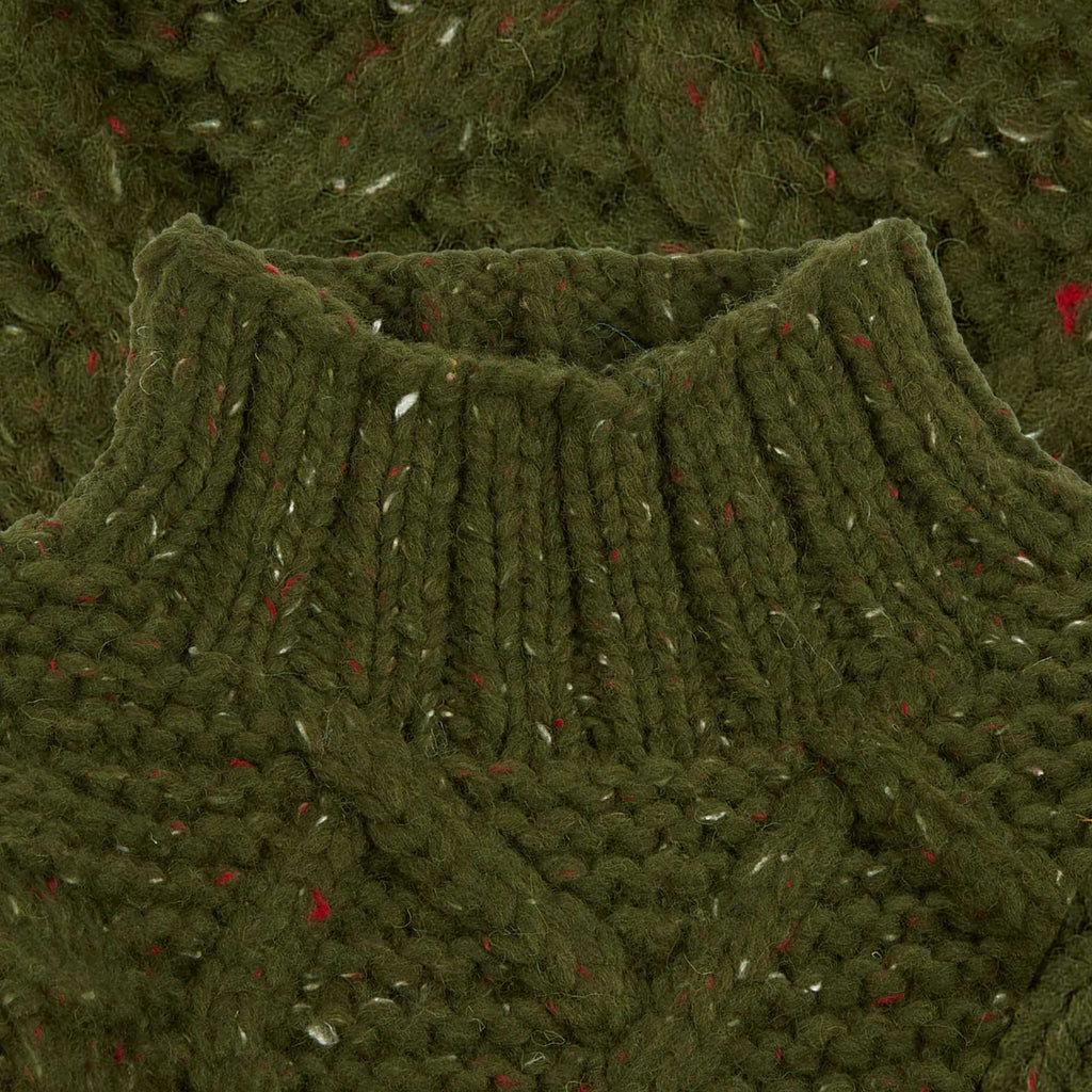 Maharishi Aran Knit Mock Neck Jumper - Olive