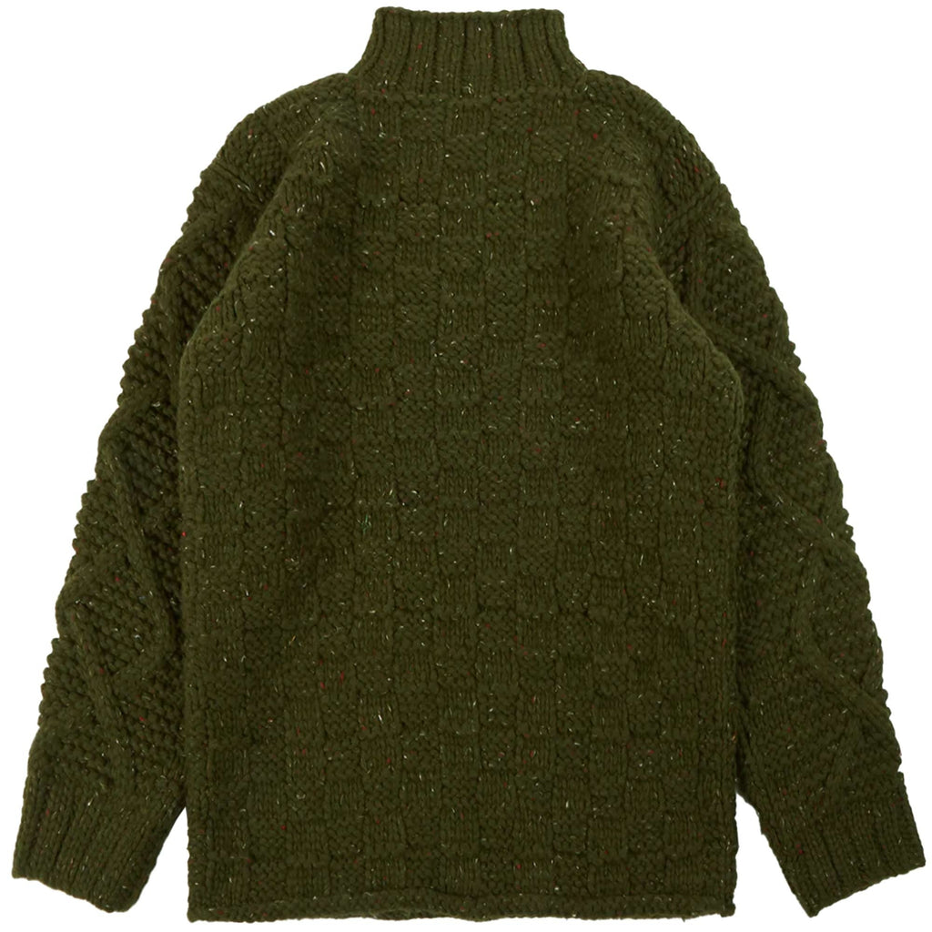 Maharishi Aran Knit Mock Neck Jumper - Olive