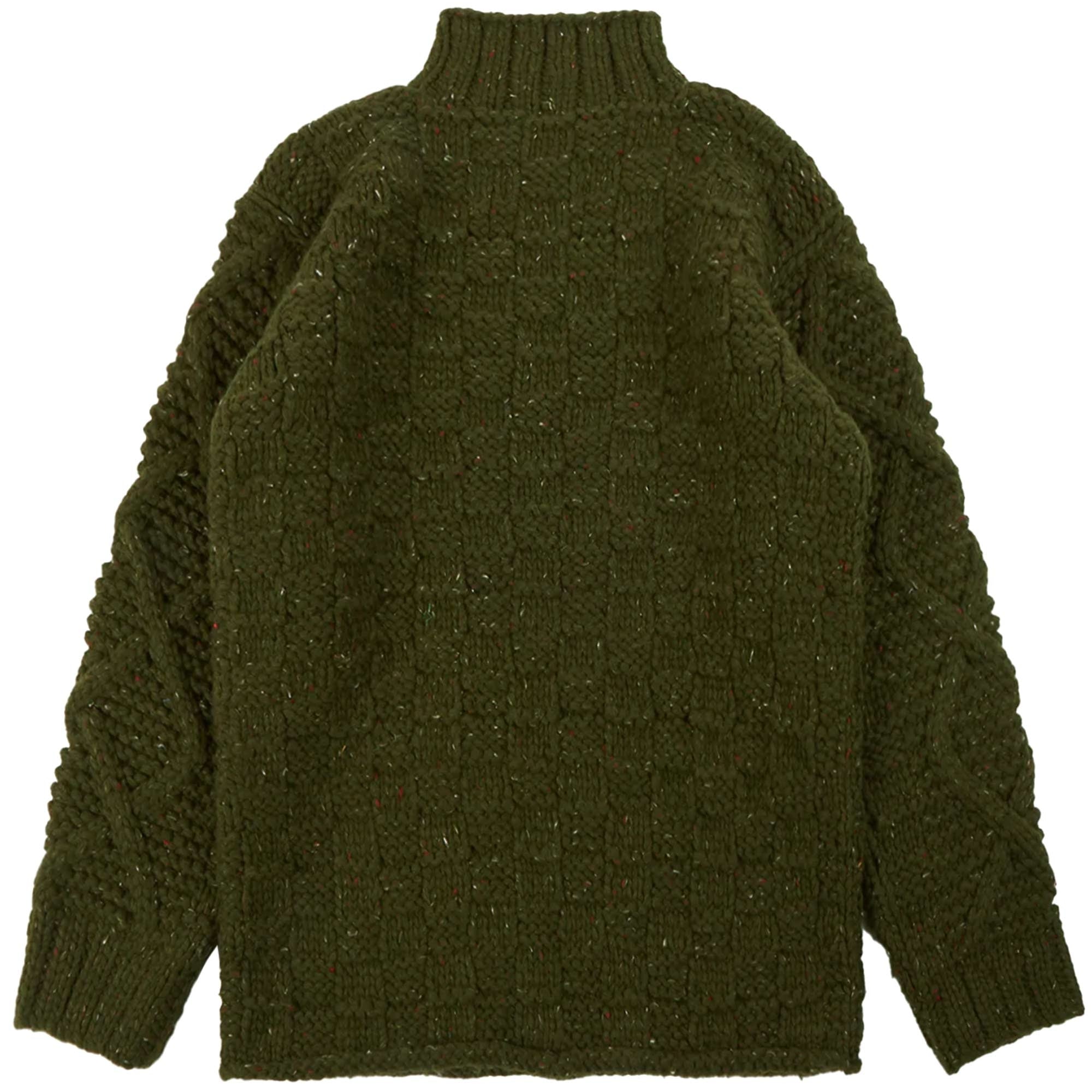 Maharishi Aran Knit Mock Neck Jumper - Olive