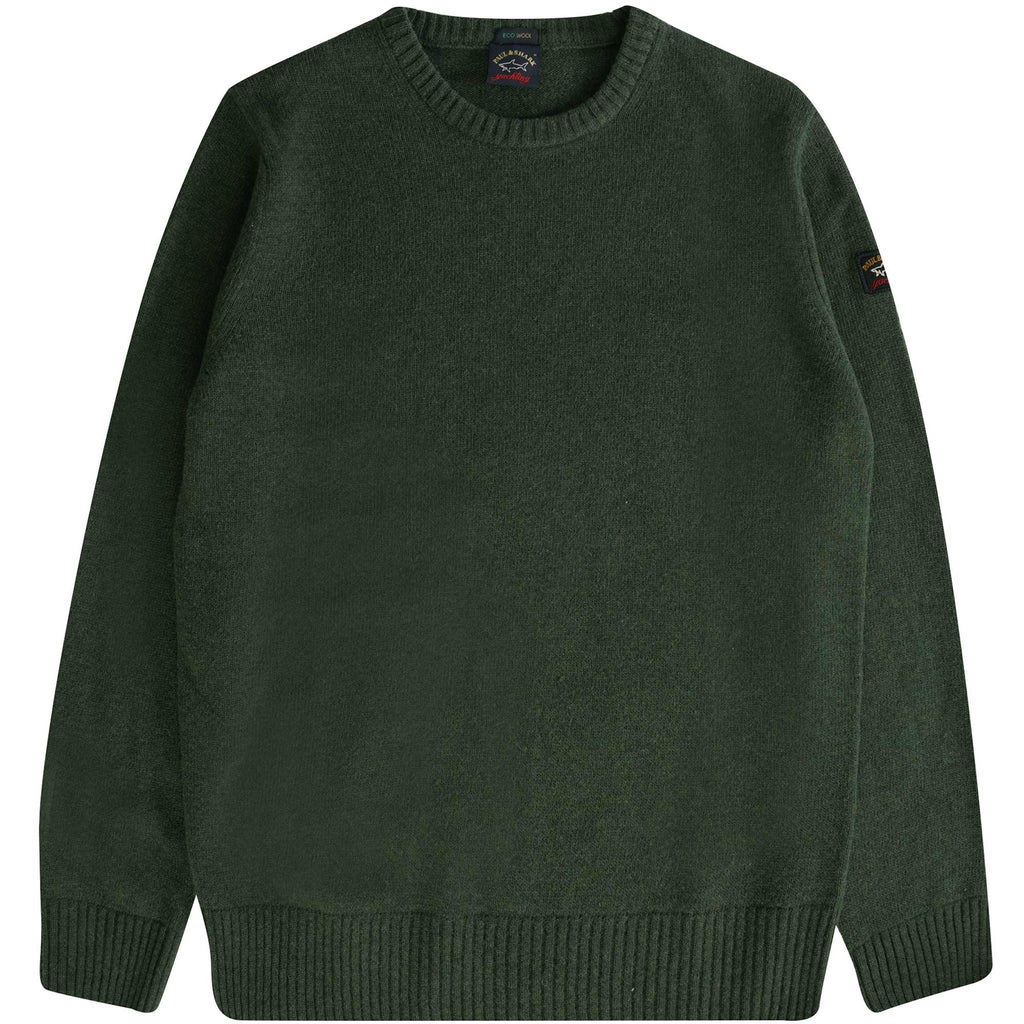 Paul and Shark Crew Neck Jumper - Olive