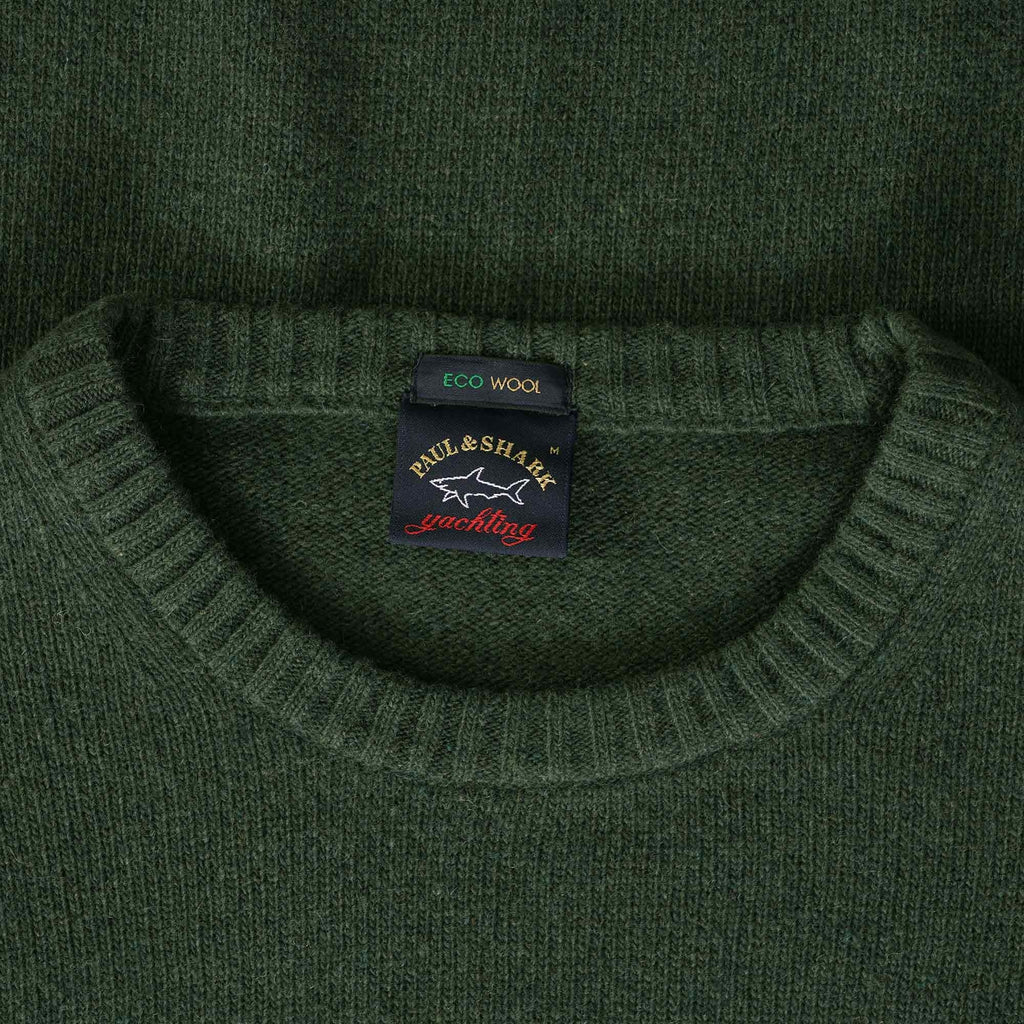 Paul and Shark Crew Neck Jumper - Olive