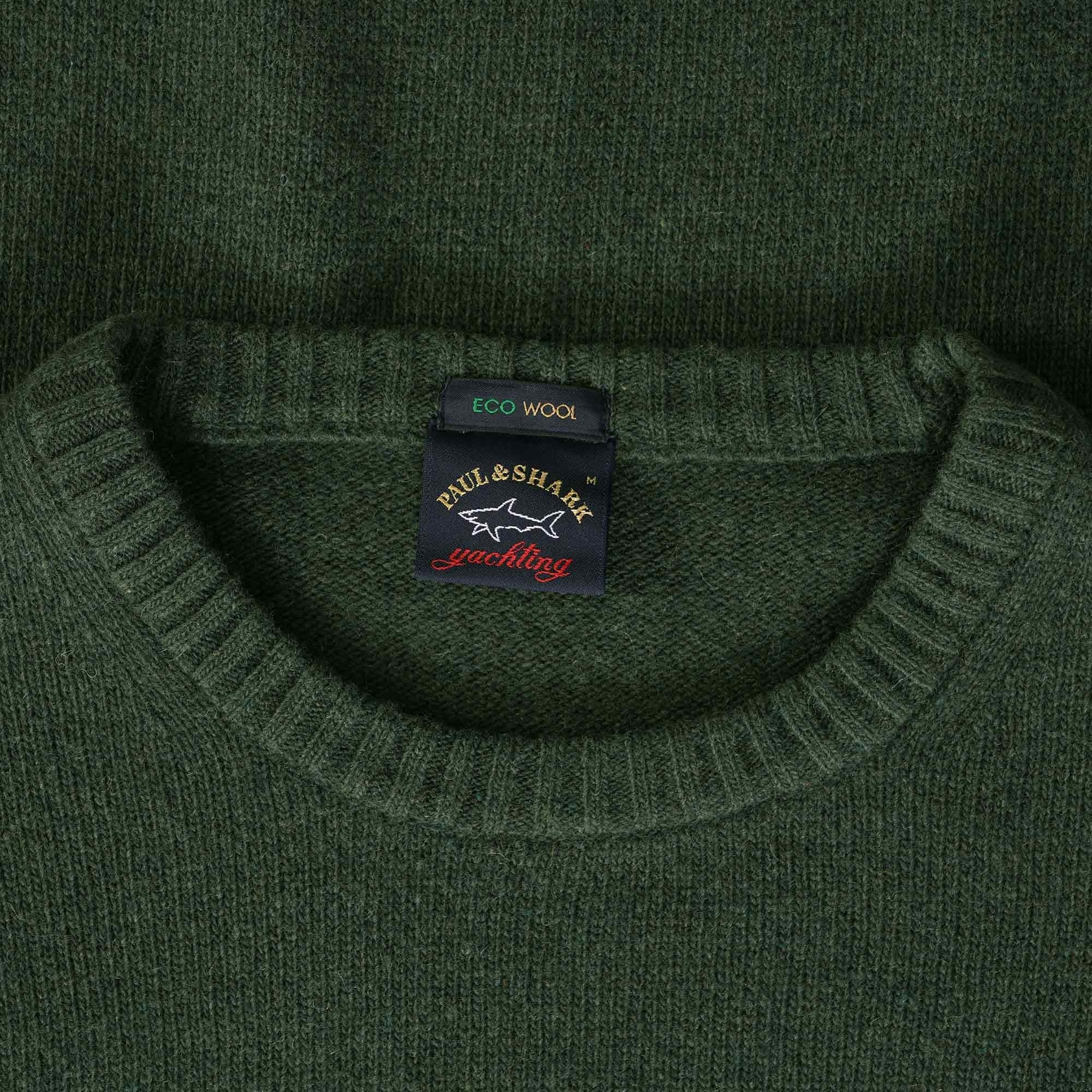 Paul and Shark Crew Neck Jumper - Olive