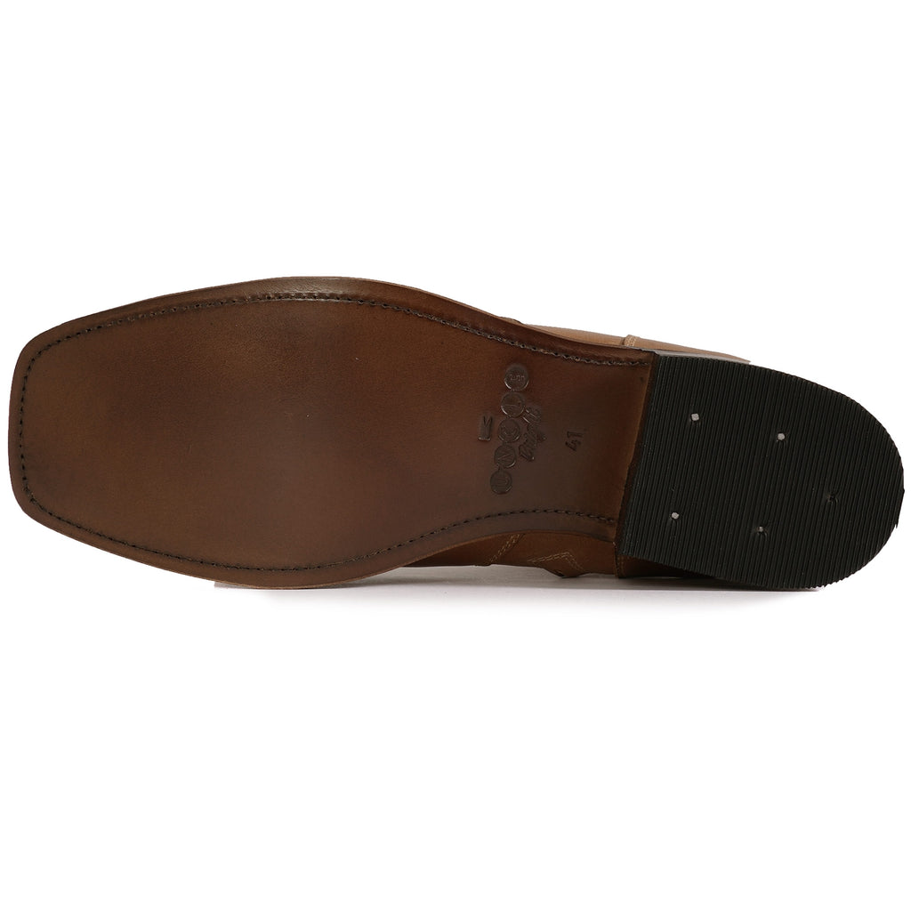 Uncle Bright Square Cuban Chelsea Boot - Teak