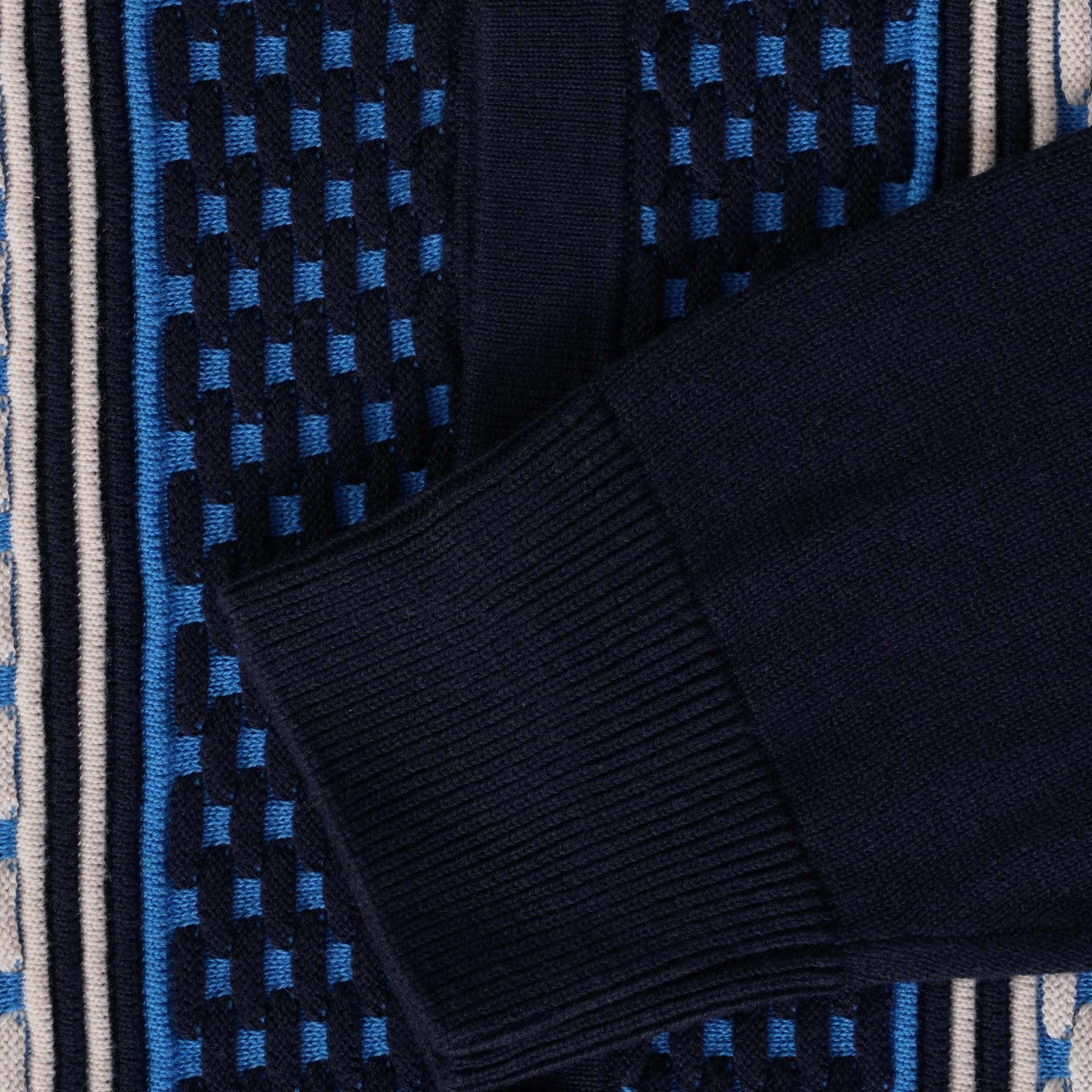 Gabicci Vintage Wishaw Knitted Polo Shirt - Navy/Adriatic Blue/Cream