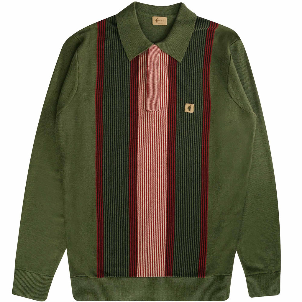 Gabicci Vintage Fiennes Long Sleeve Polo Top - Olivio