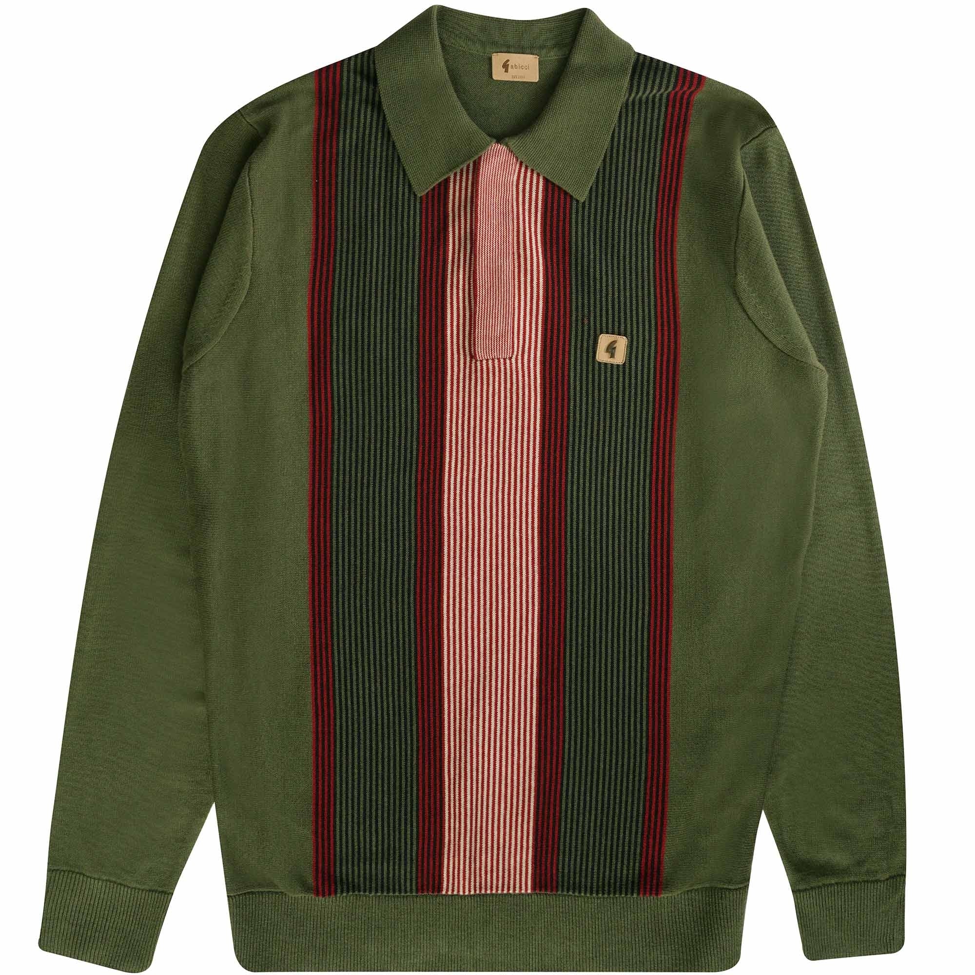 Gabicci Vintage Fiennes Long Sleeve Polo Top - Olivio
