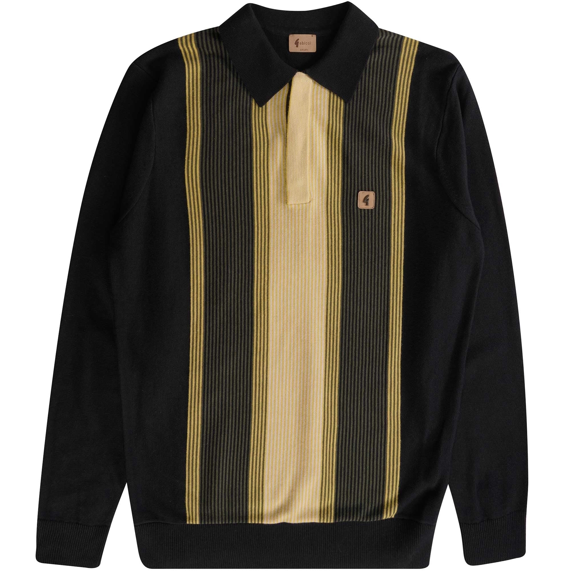 Gabicci Vintage Fiennes Long Sleeve Polo Top - Black