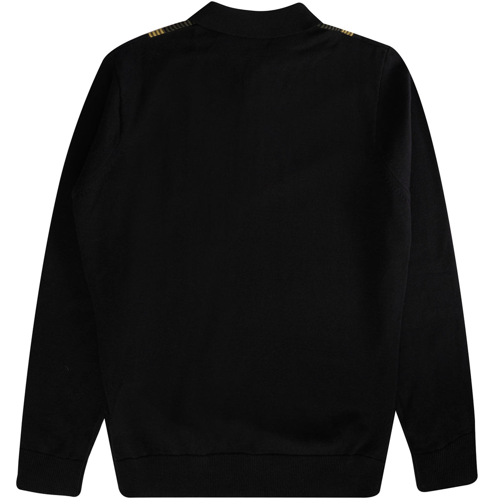 Gabicci Vintage Fiennes Long Sleeve Polo Top - Black
